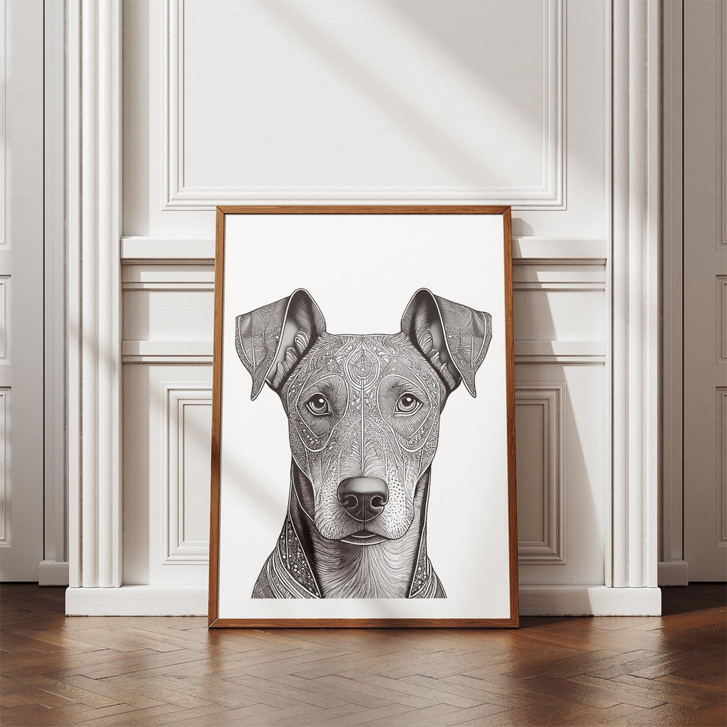 Doberman Mandala Black and White Dog Series image 4