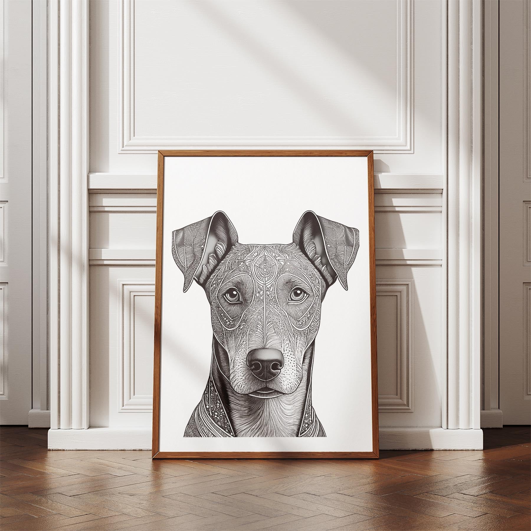 Doberman Mandala Black and White Dog Series image 4