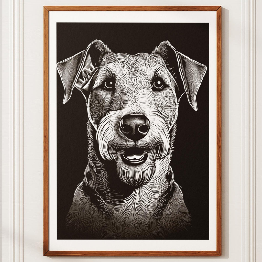 Airedale Line Dog Series in Black and White image 10