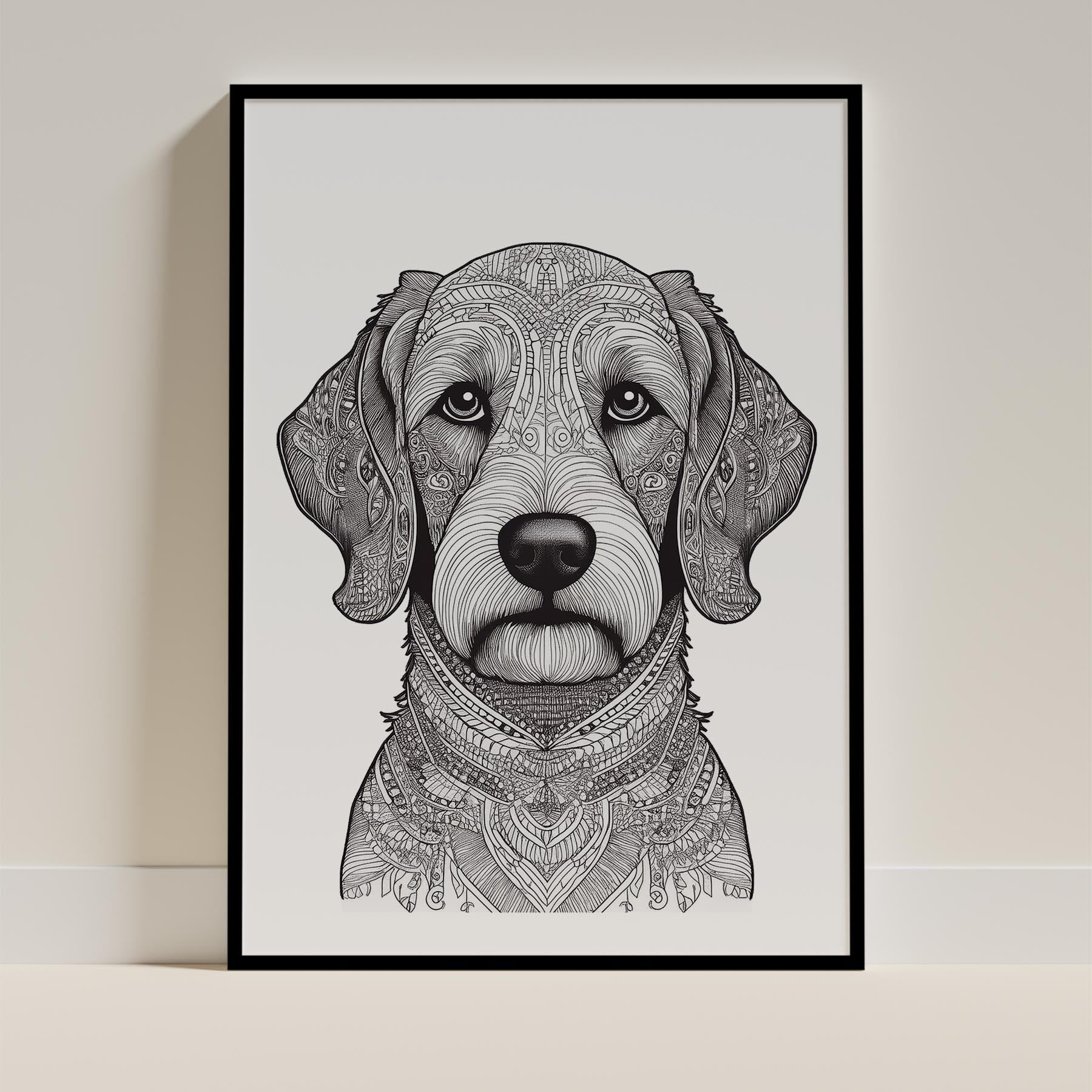 Groodle Mandala Black and White Dog Series image 0