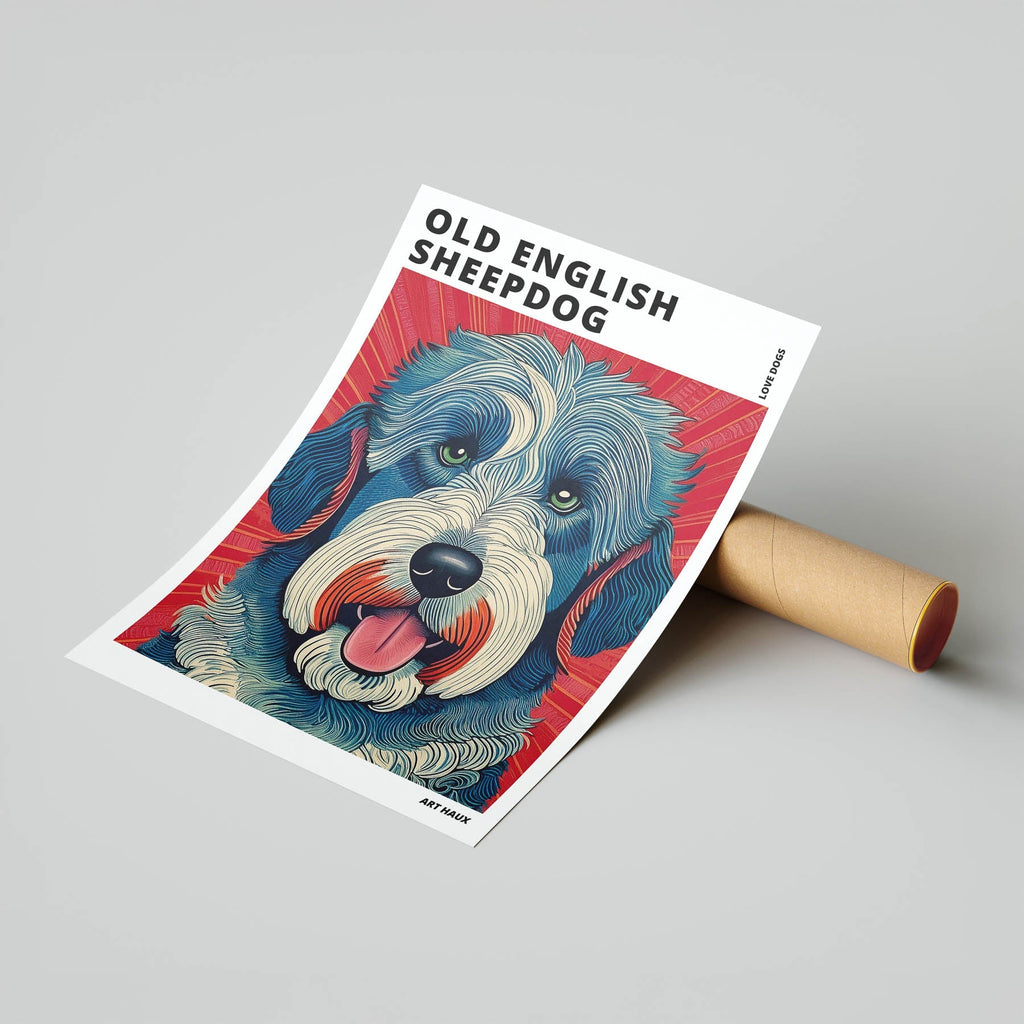 Old English Sheepdog Hokusai Japanese Inspired Dog Series with Text image 6