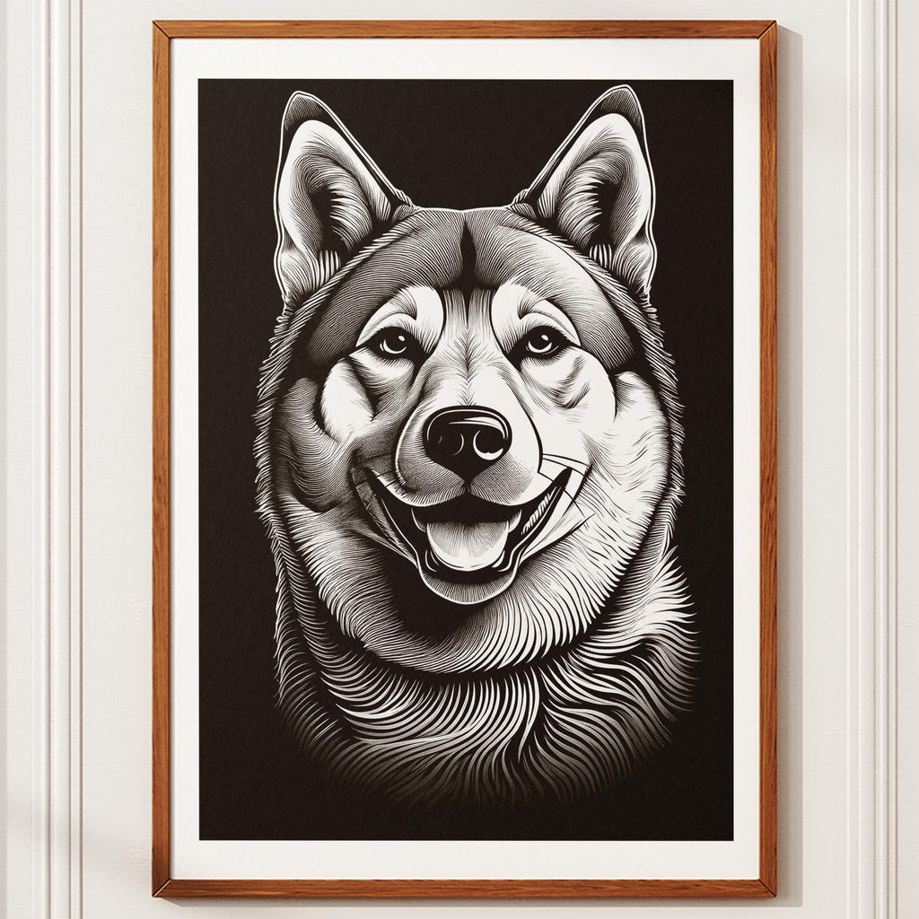 Akita Inu Line Dog Series in Black and White image 10