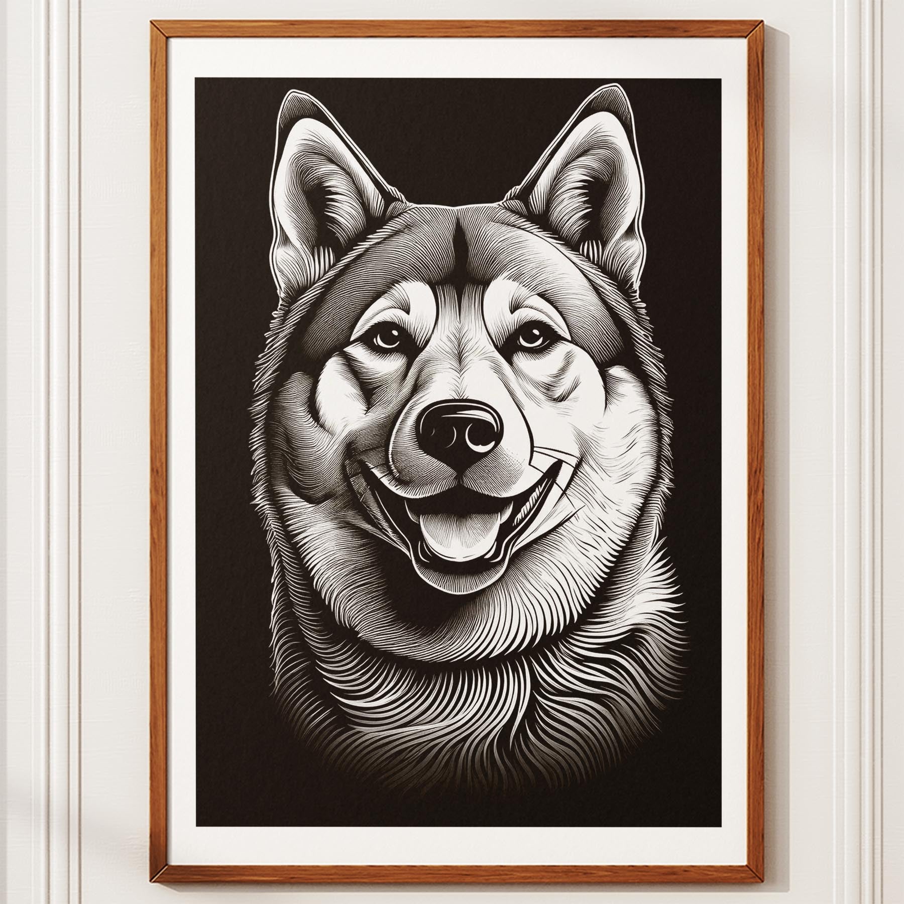Akita Inu Line Dog Series in Black and White image 10