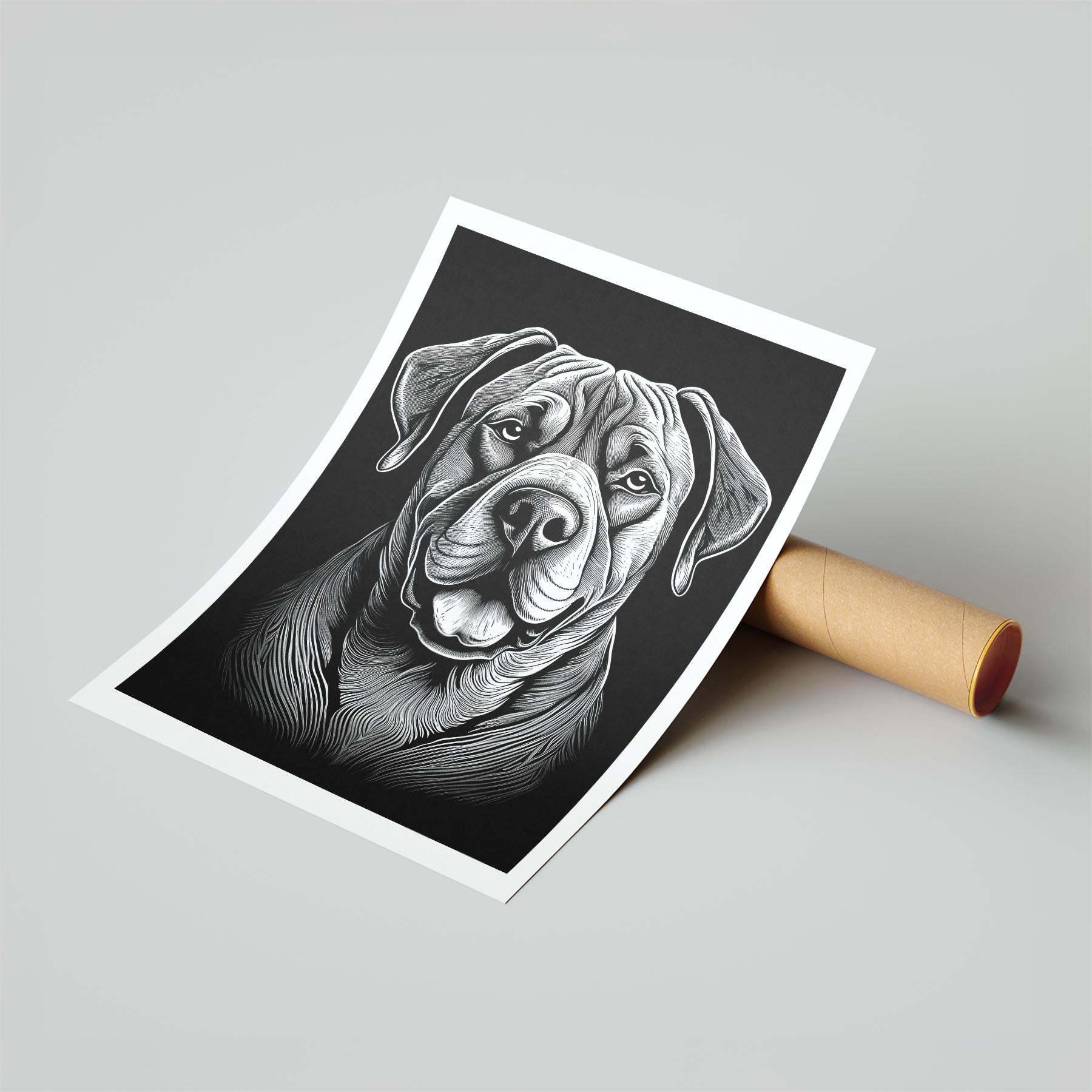 Neapolitan Mastiff Line Dog Series in Black and White image 6
