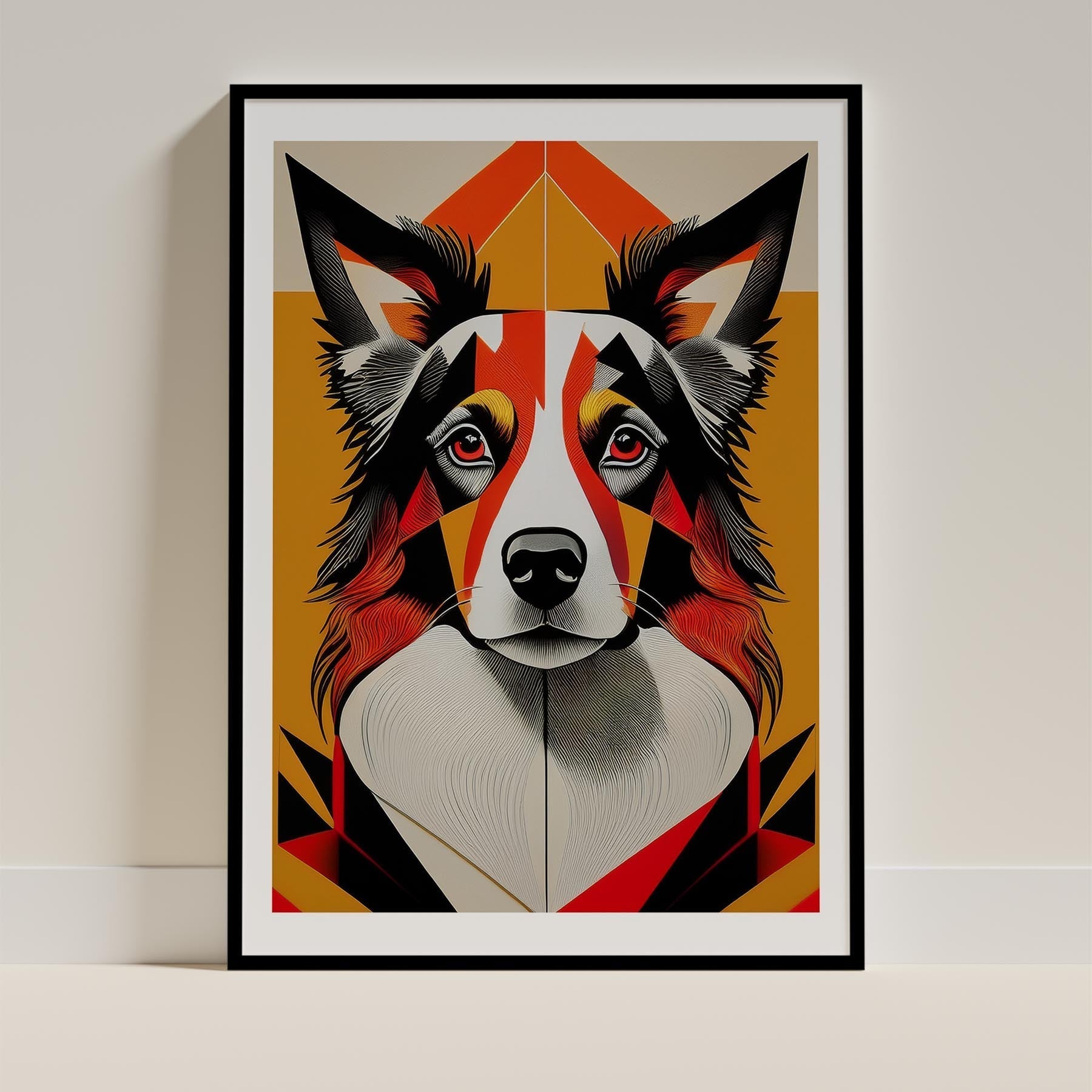 Border Collie Geometric Orange Series image 0