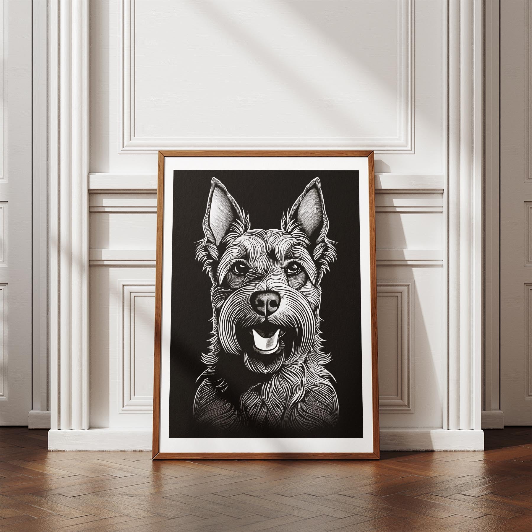 Black Russian Terrier Line Dog Series in Black and White image 4