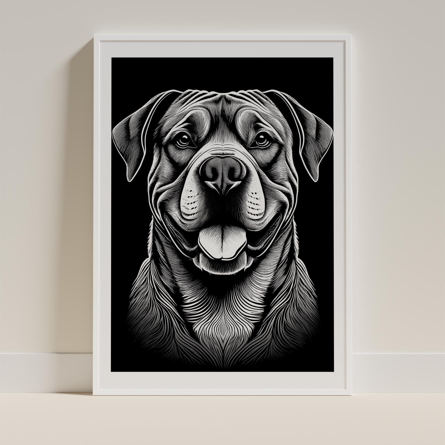 Dogue de Bordeaux Line Dog Series in Black and White image 9