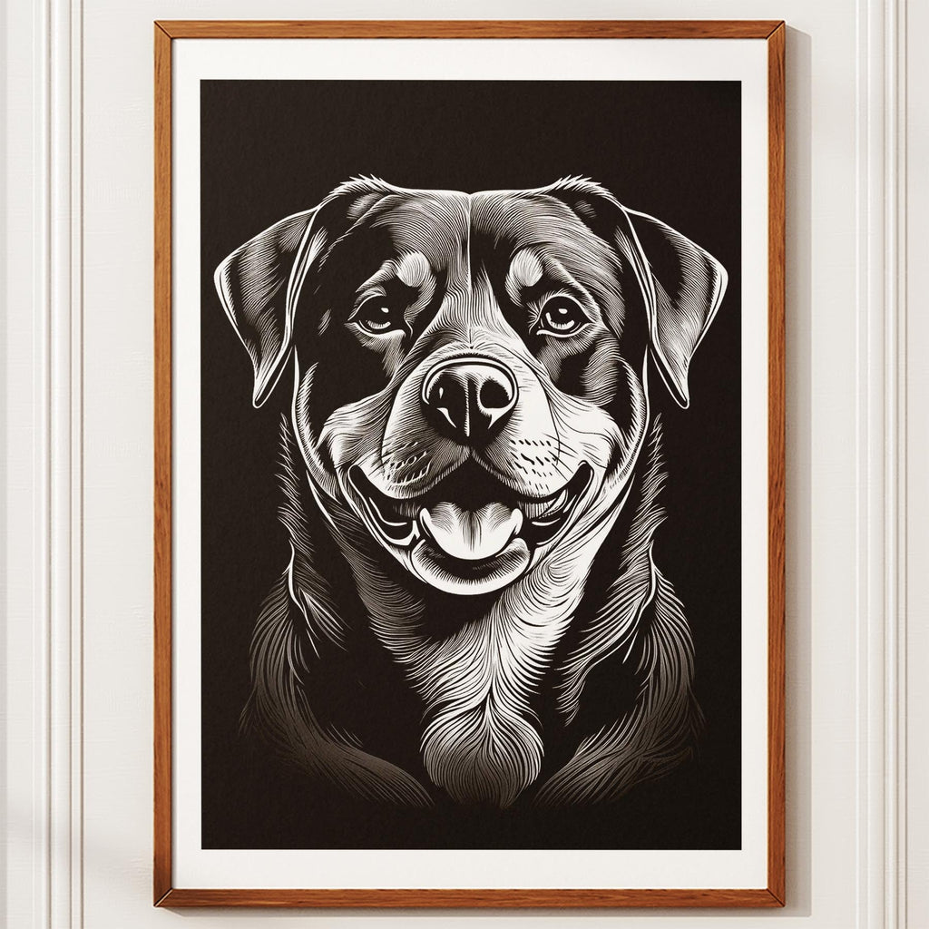 Rottweiler Line Dog Series in Black and White image 10