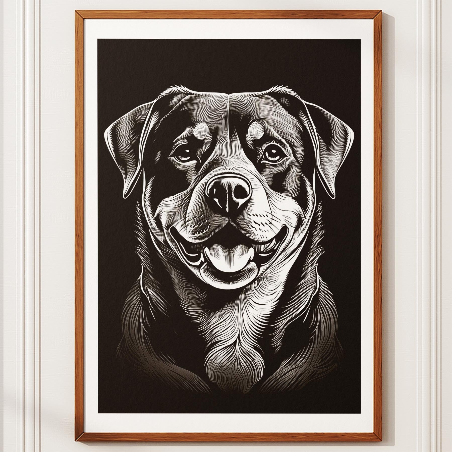 Rottweiler Line Dog Series in Black and White image 10