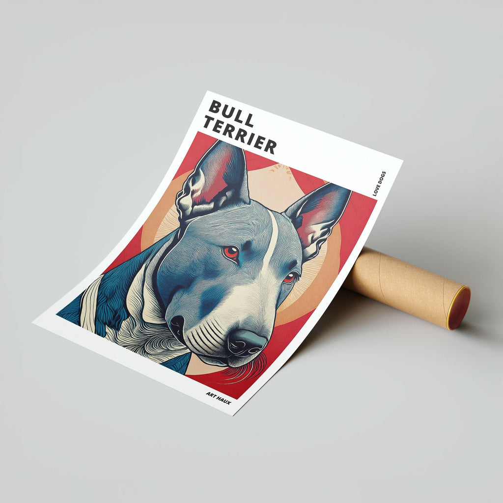 Bull Terrier Hokusai Japanese Inspired Dog Series with Text image 6