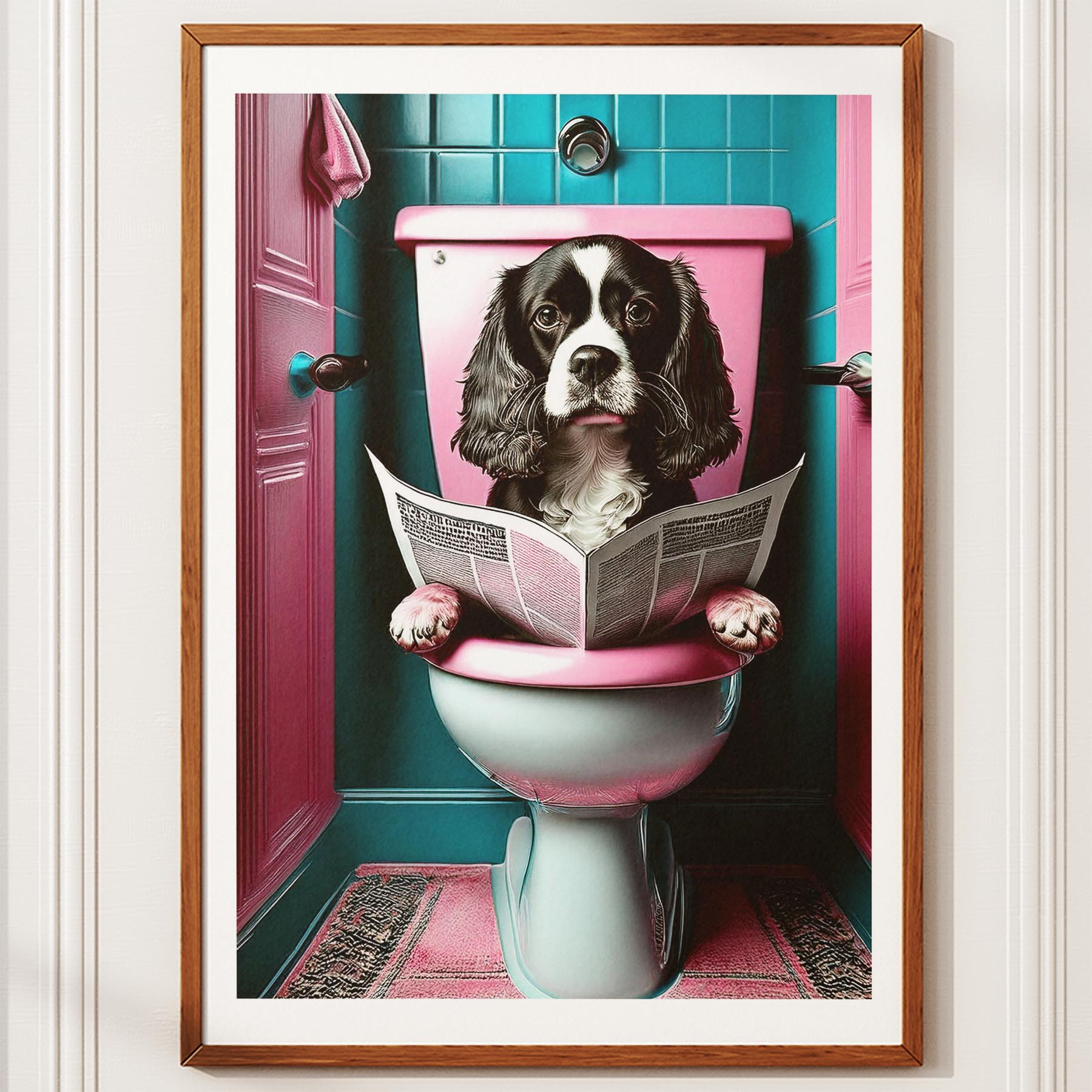 Cavalier Spaniel Toilet Dogs PInk and Turquise image 10