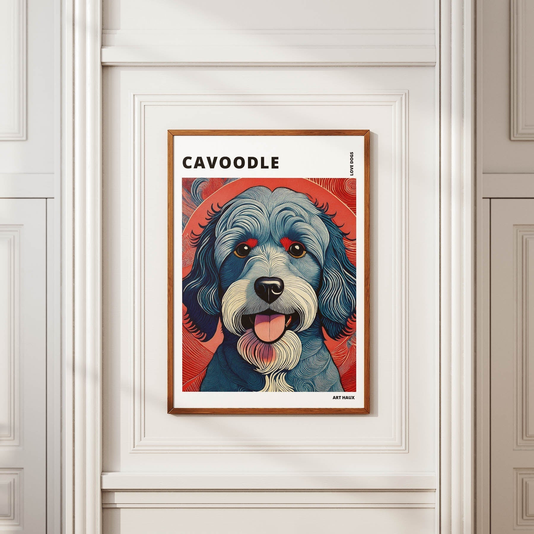 Cavoodle Hokusai Japanese Inspired Dog Series with Text image 3