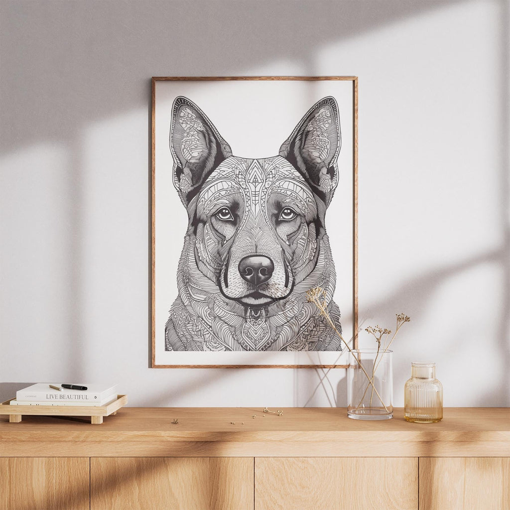 German Shepherd Mandala Black and White Dog Series image 8