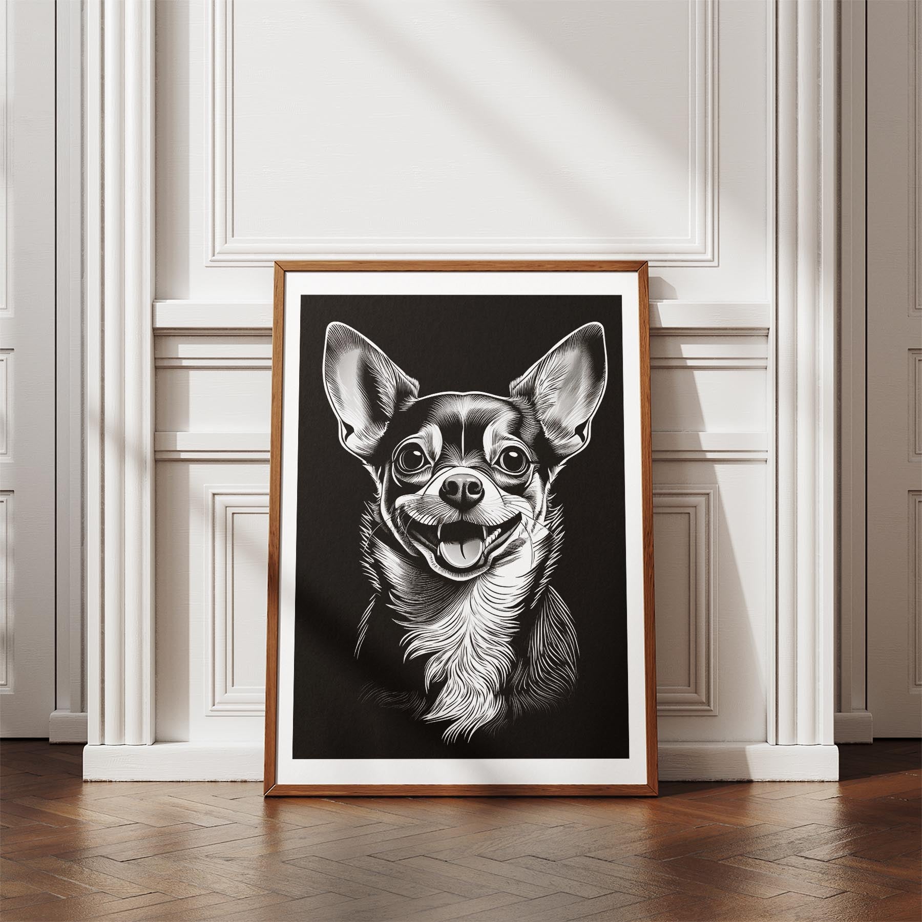 Chihuahua Line Dog Series in Black and White image 4