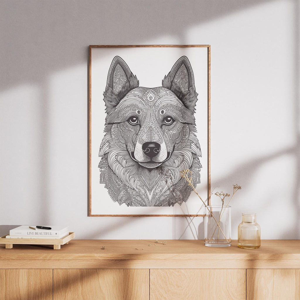 German Spitz Mandala Black and White Dog Series image 8