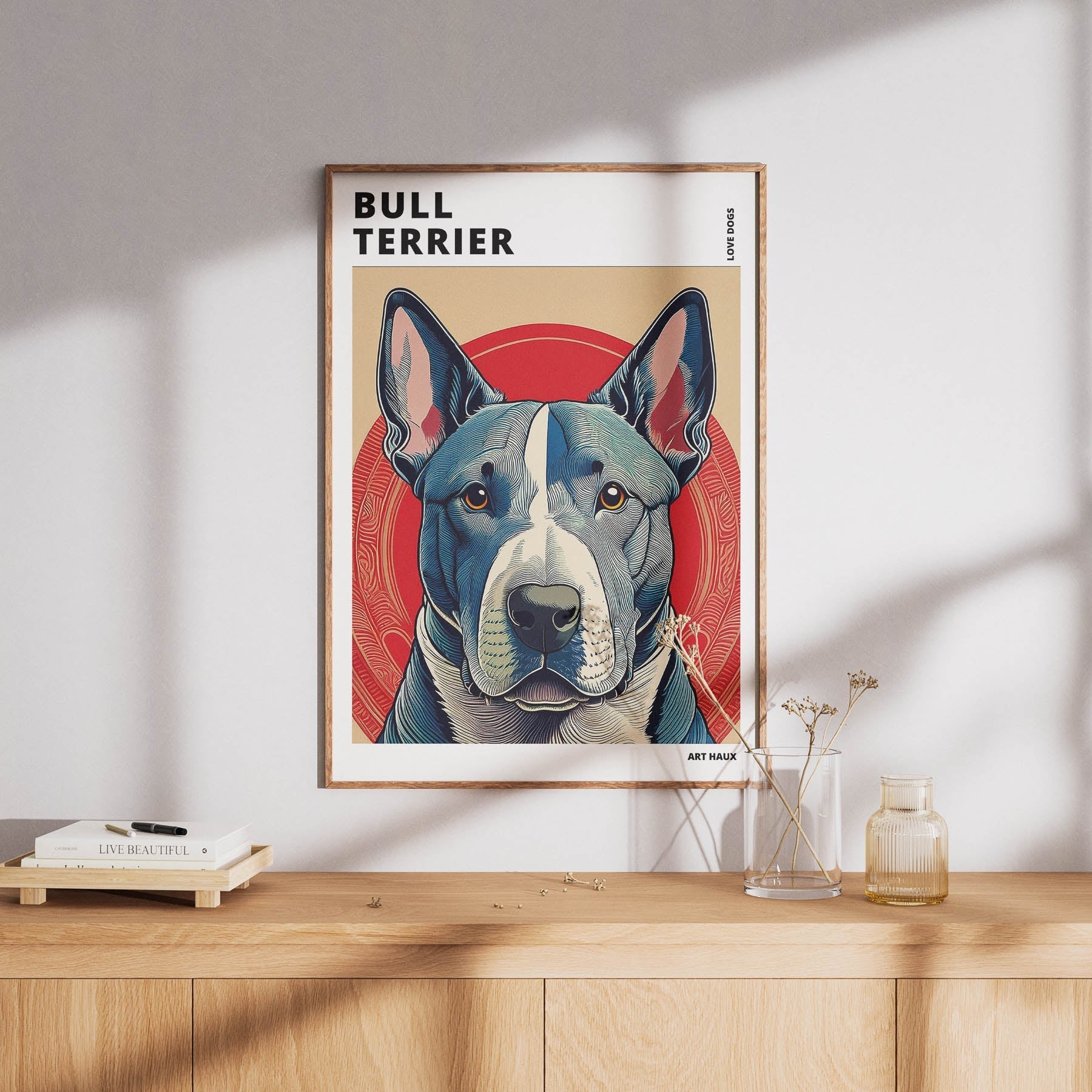 Bull Terrier Hokusai Japanese Inspired Dog Series with Text image 7