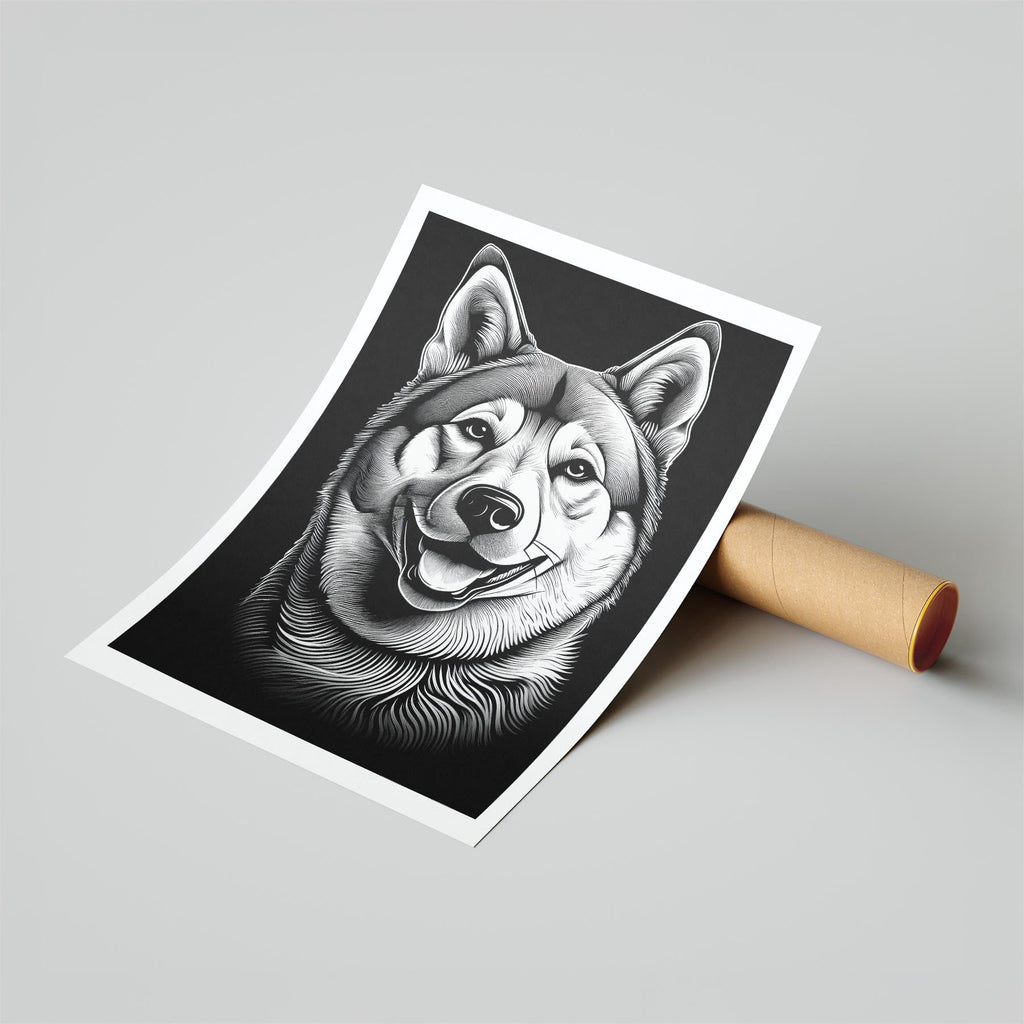 Akita Inu Line Dog Series in Black and White image 6