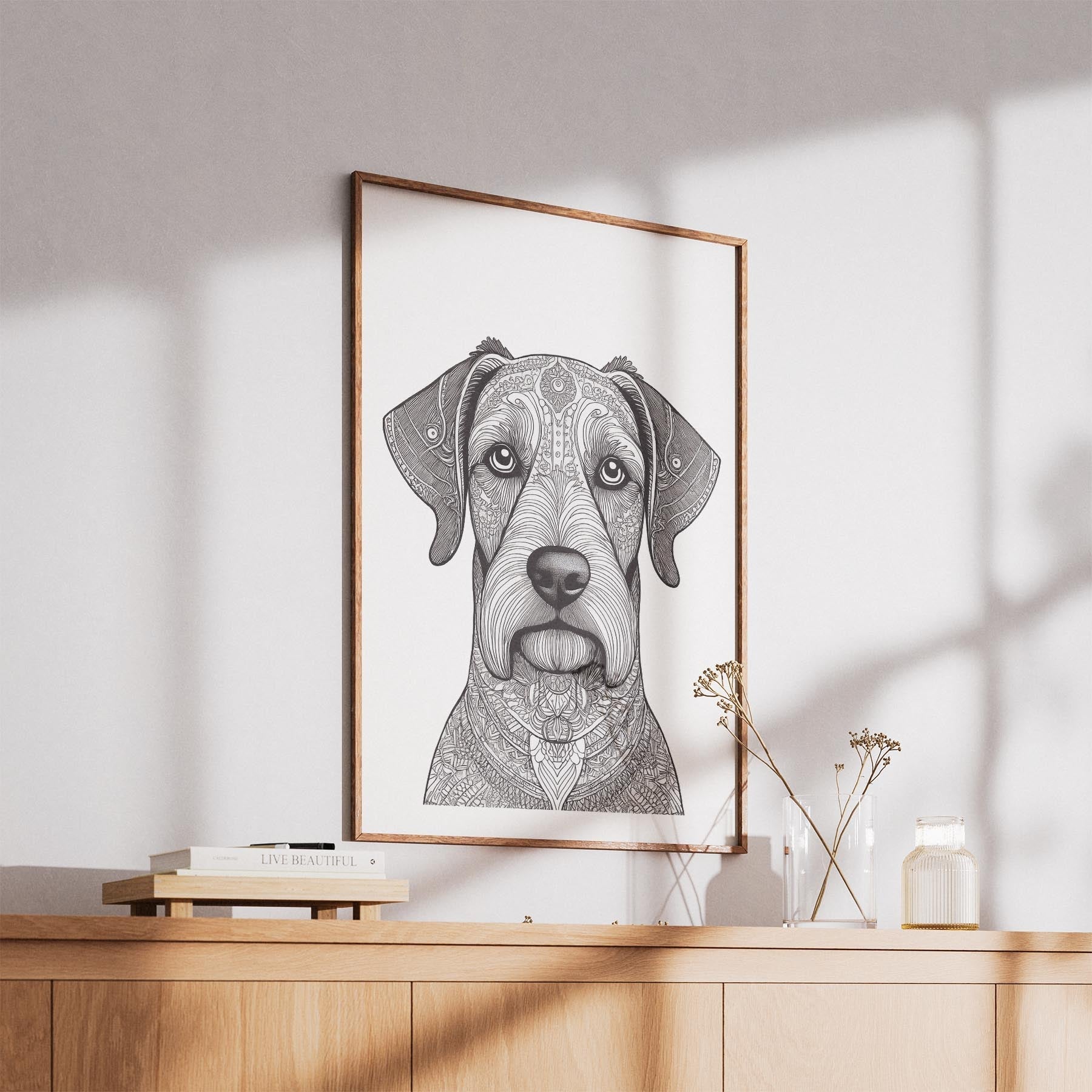 Black Russian Terrier Mandala Black and White Dog Series image 5