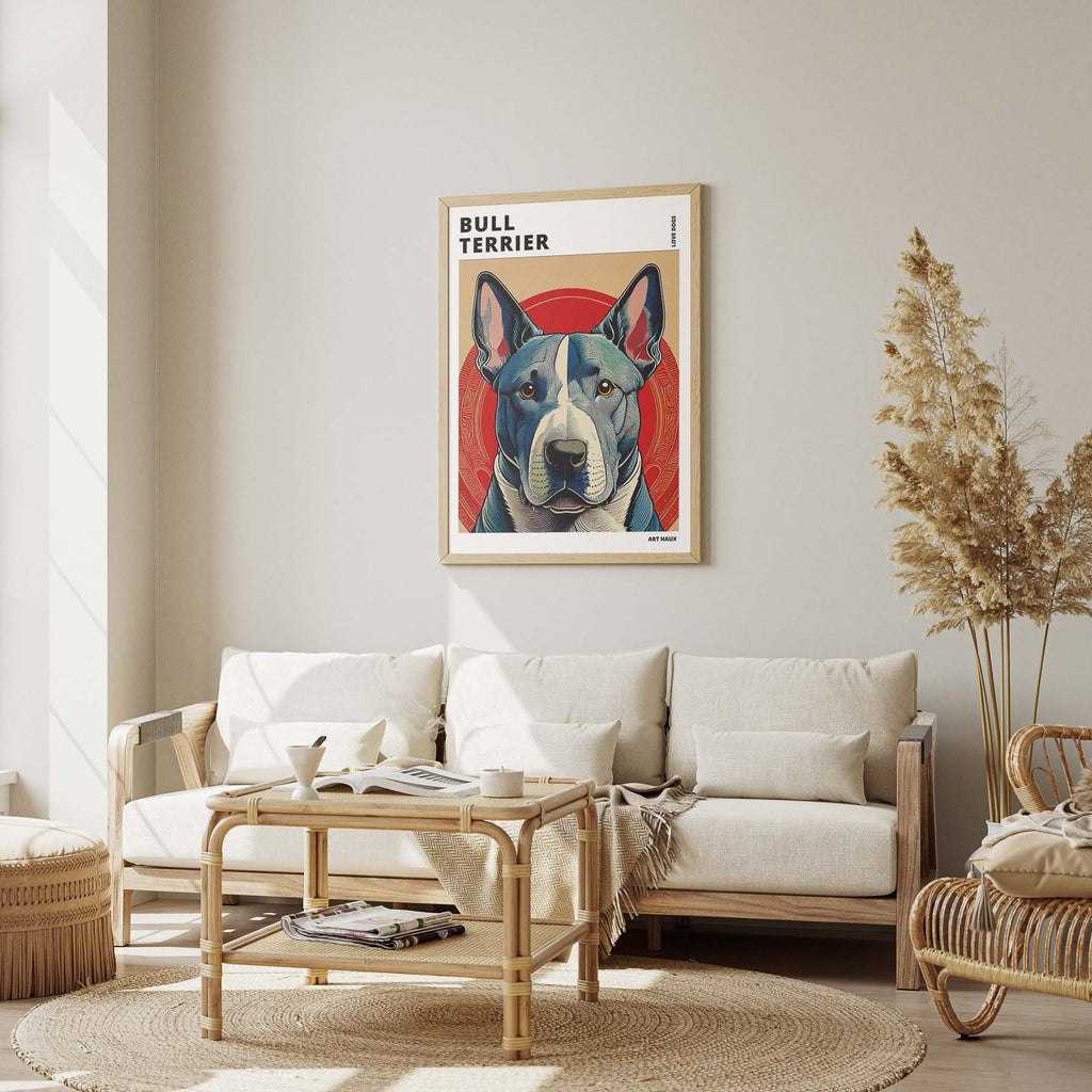 Bull Terrier Hokusai Japanese Inspired Dog Series with Text image 2