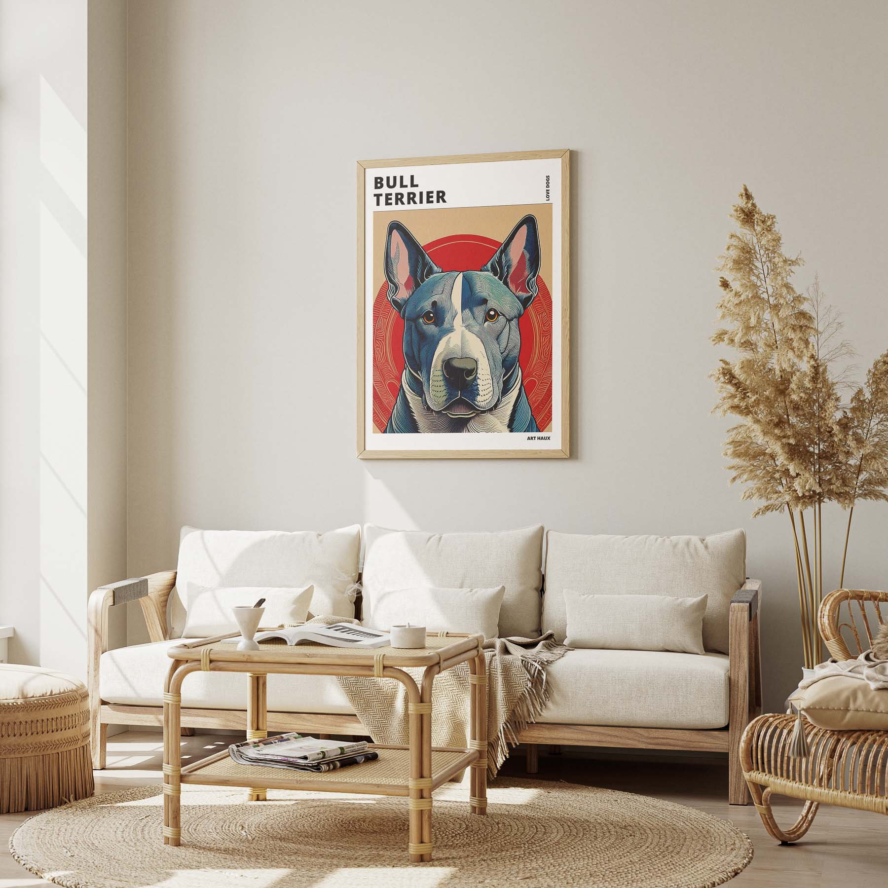 Bull Terrier Hokusai Japanese Inspired Dog Series with Text image 2