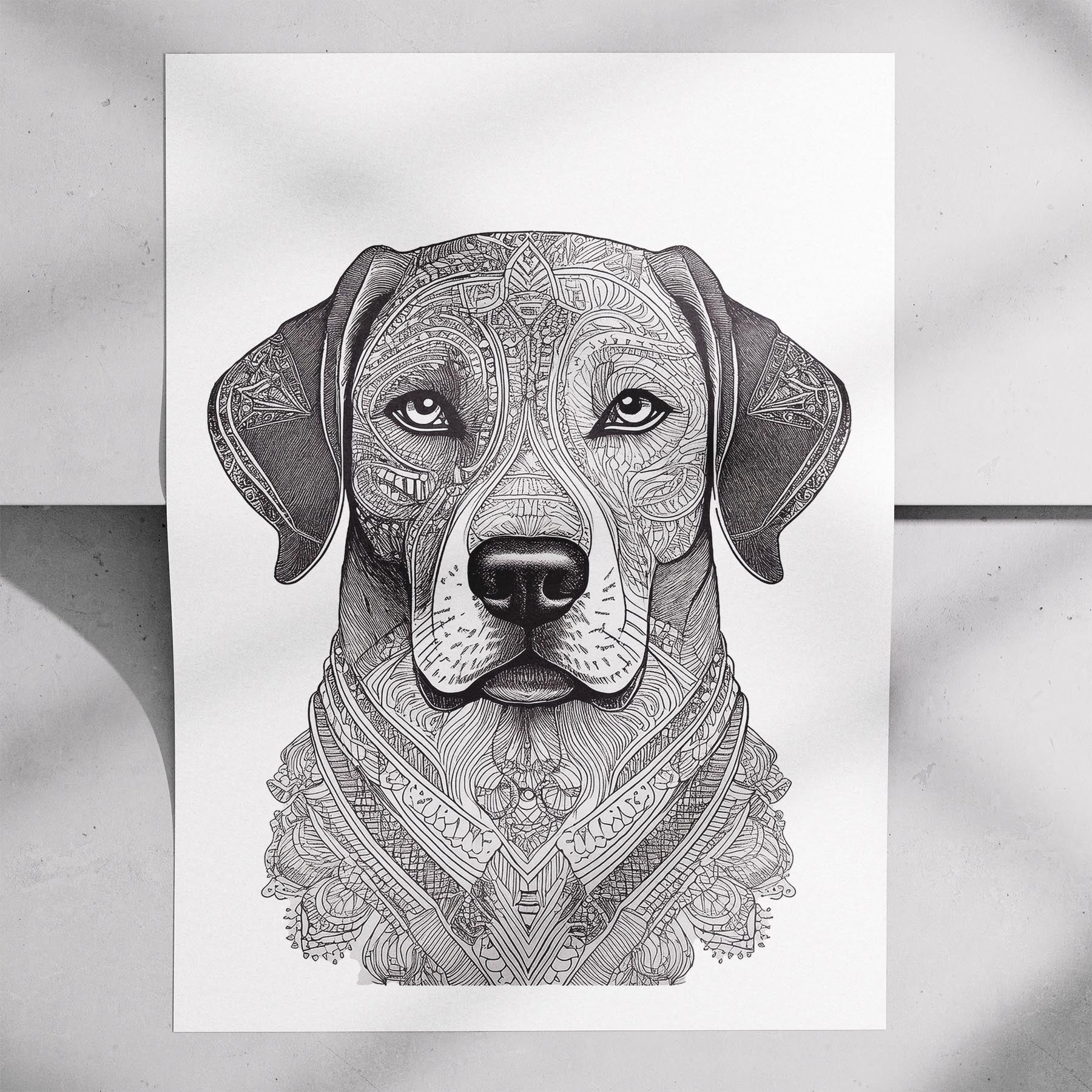 Maremma Mandala Black and White Dog Series image 7