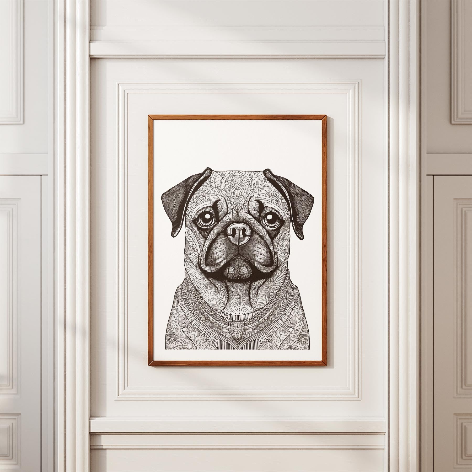 Pug Mandala Black and White Dog Series image 3