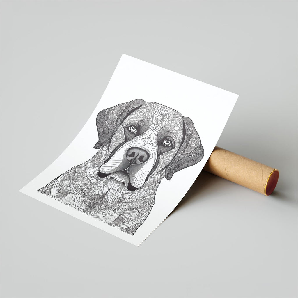 Saint Bernard Mandala Black and White Dog Series image 6