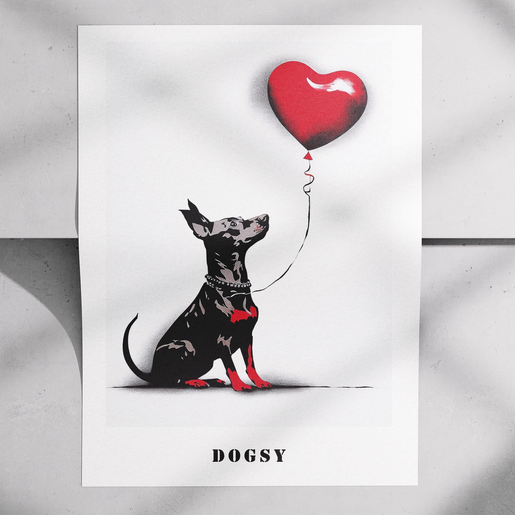 Miniature Pinscher DOGSY Series inspired by the Art of Banksy with text Dogsy image 7