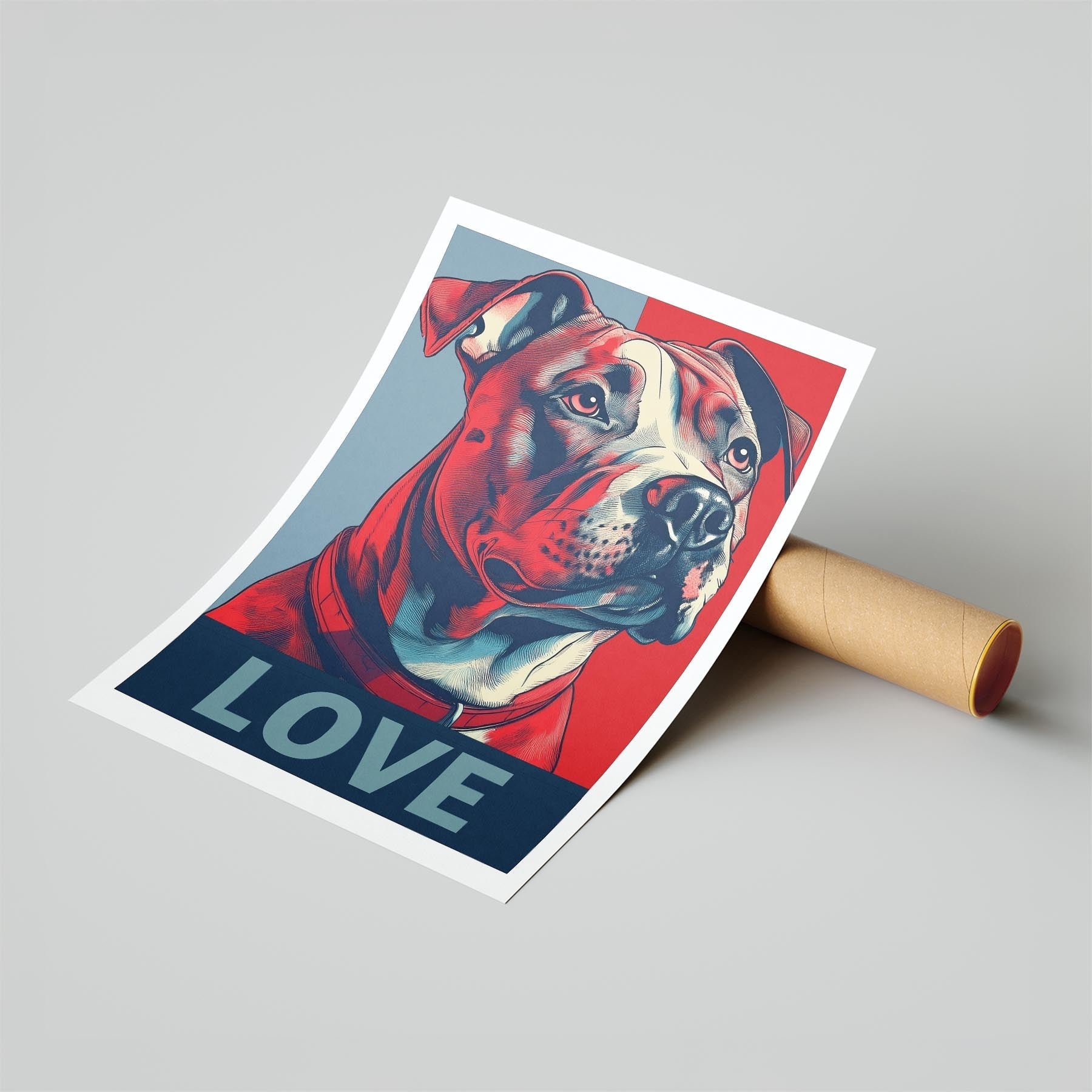 Staffordshire Bull Terrier LOVE Series Inspired by the Obama Poster image 6