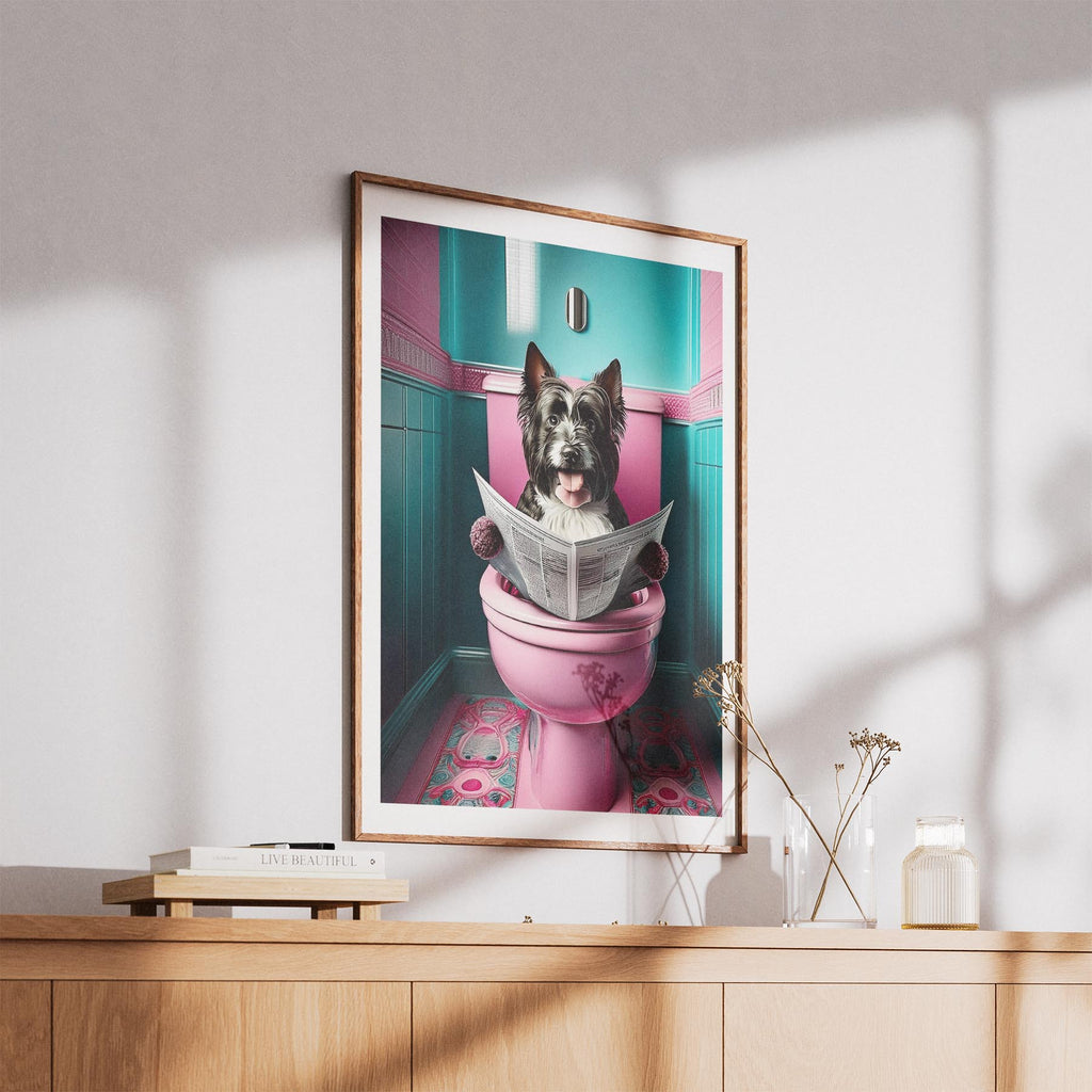 Australian Silky Terrier Toilet Dogs PInk and Turquise image 5