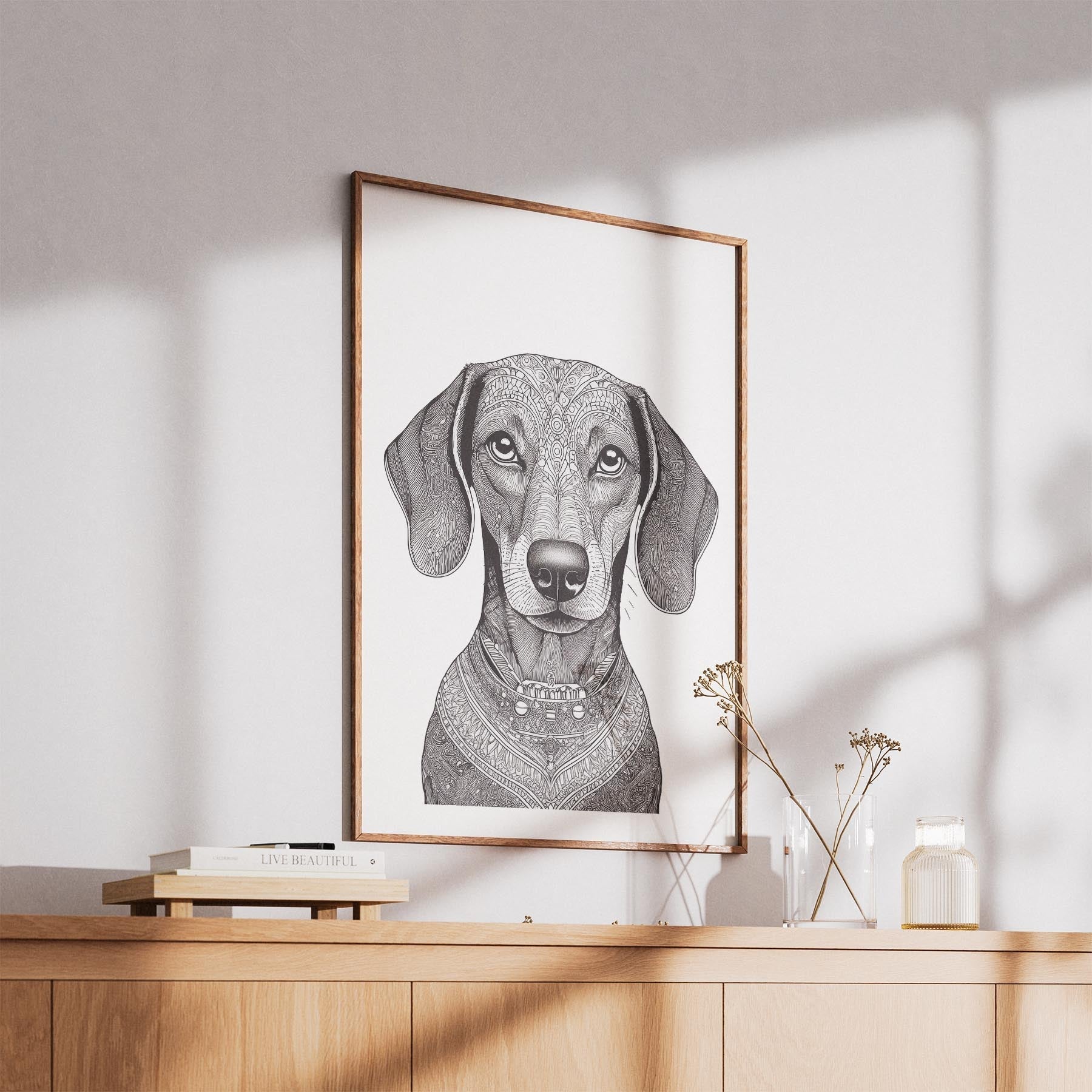 Dachshund Mandala Black and White Dog Series image 5