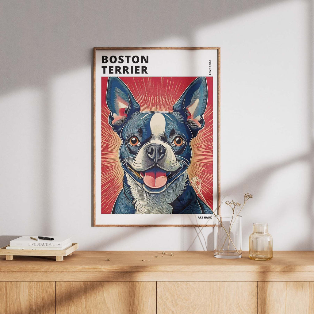 Boston Terrier Hokusai Japanese Inspired Dog Series with Text image 7