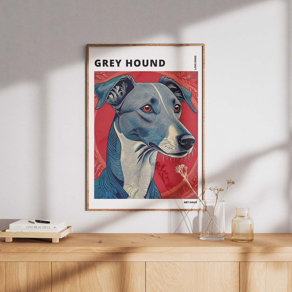 Greyhound Hokusai Japanese Inspired Dog Series with Text image 7