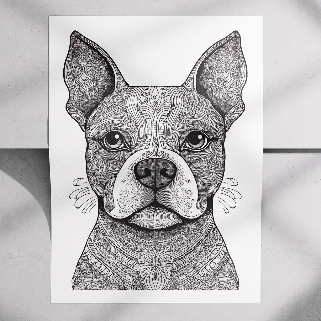 Boston Terrier Mandala Black and White Dog Series image 7