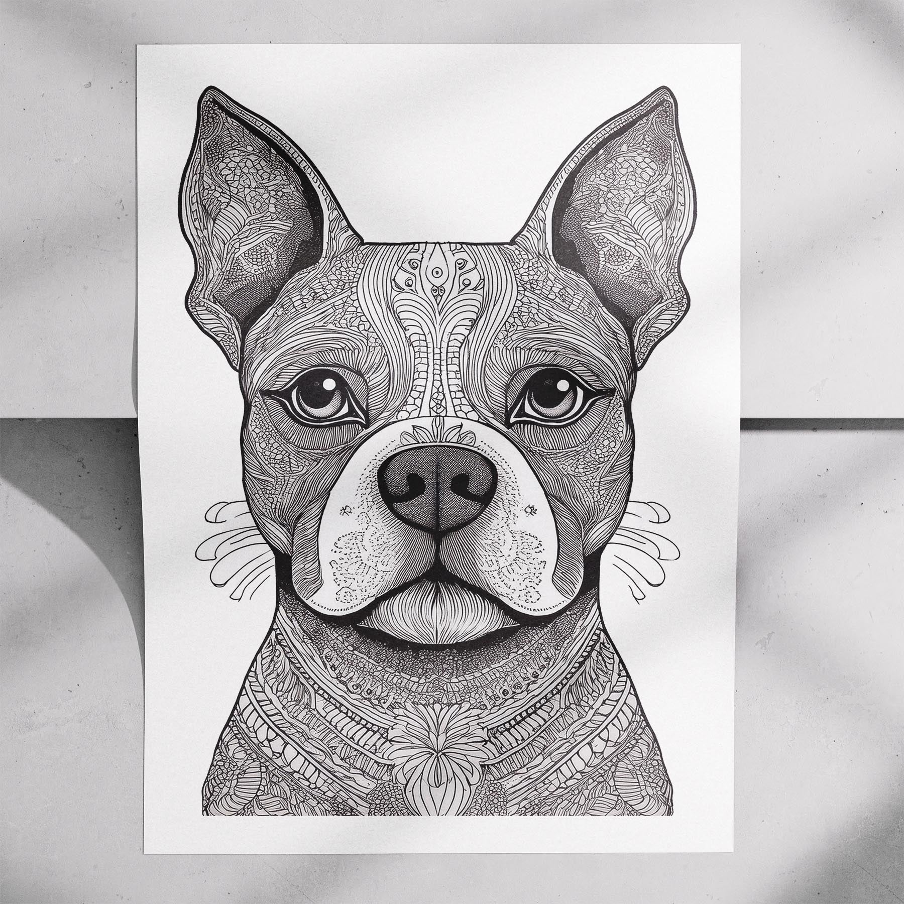 Boston Terrier Mandala Black and White Dog Series image 7
