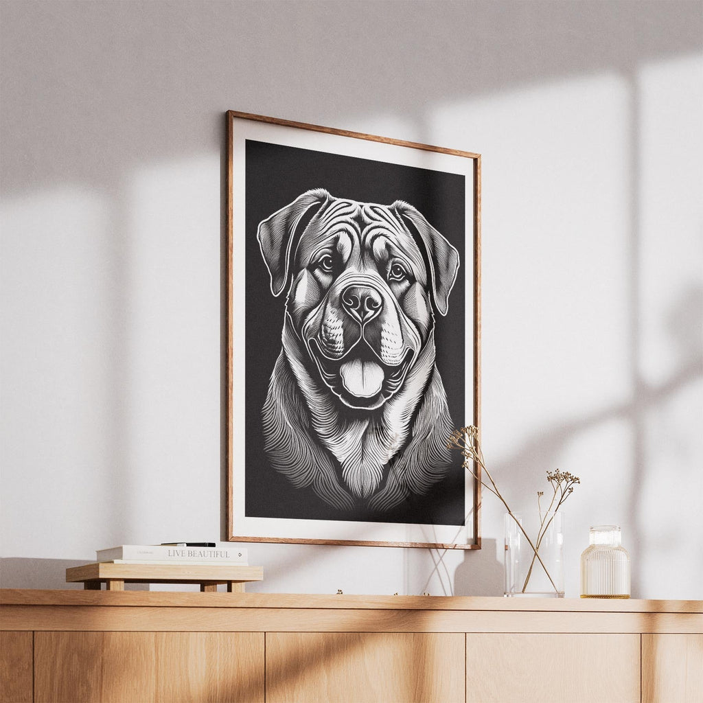 Mastiff Line Dog Series in Black and White image 5