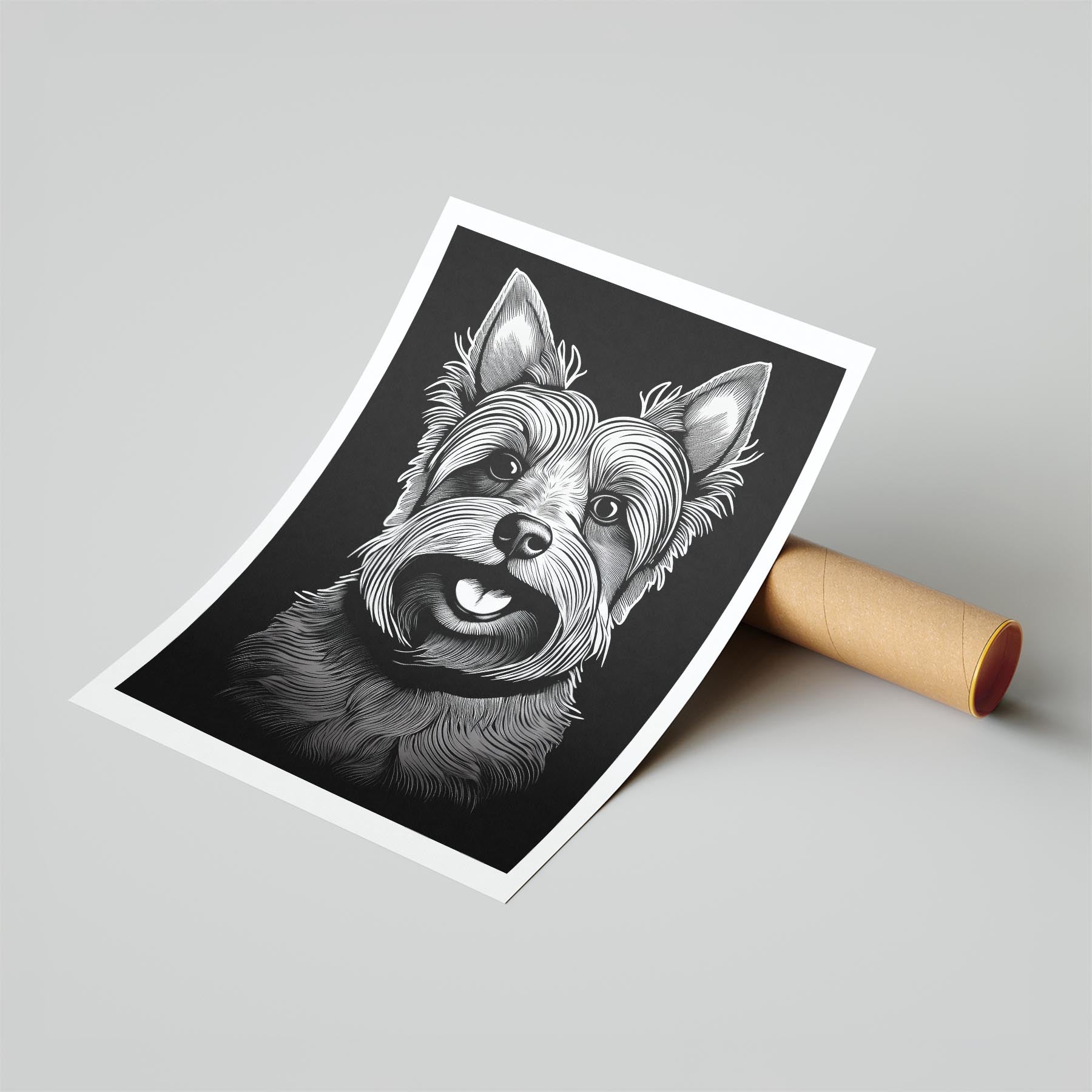 Yorkshire Terrier Line Dog Series in Black and White image 6