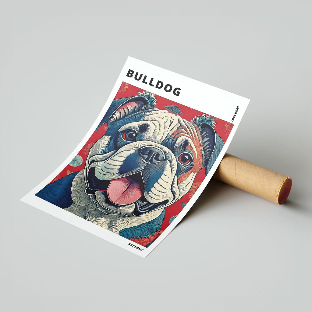 Bulldog Hokusai Japanese Inspired Dog Series with Text image 6