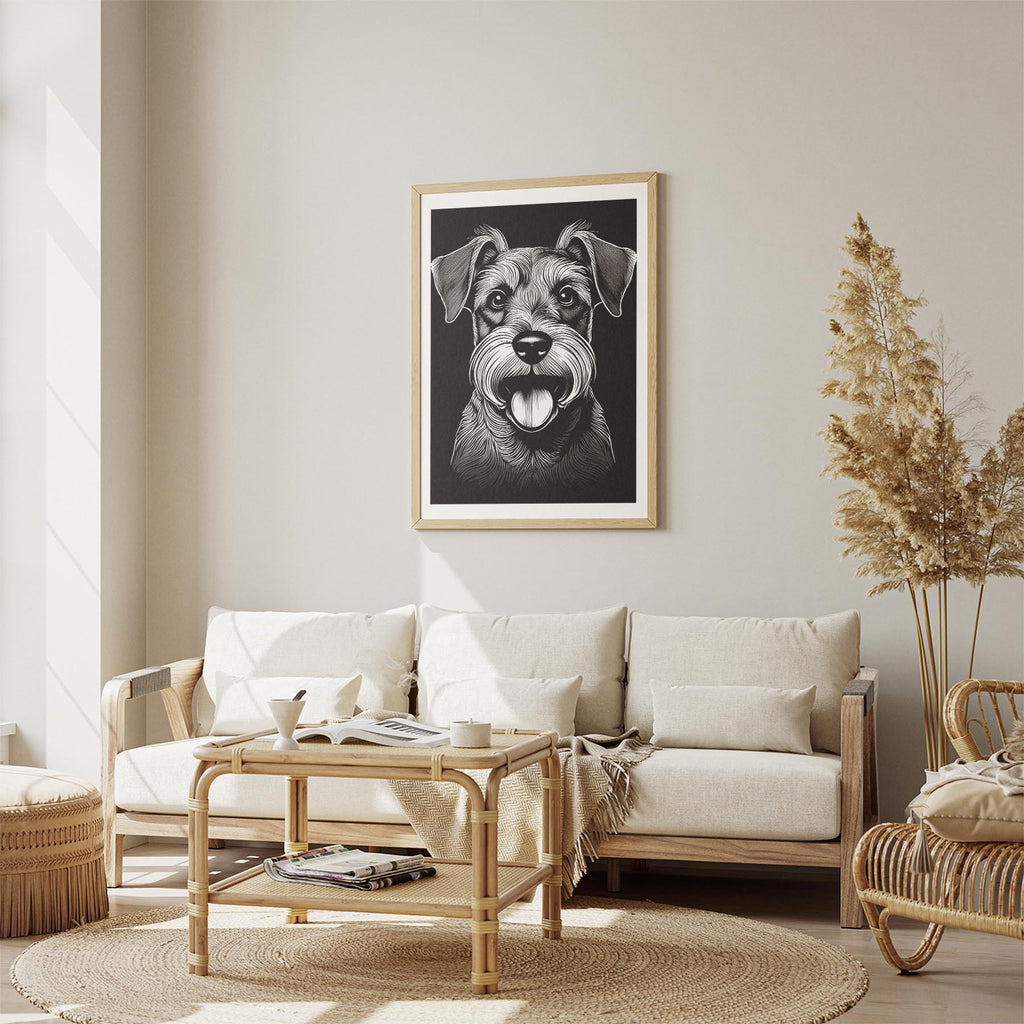 Schnauzer Line Dog Series in Black and White image 2