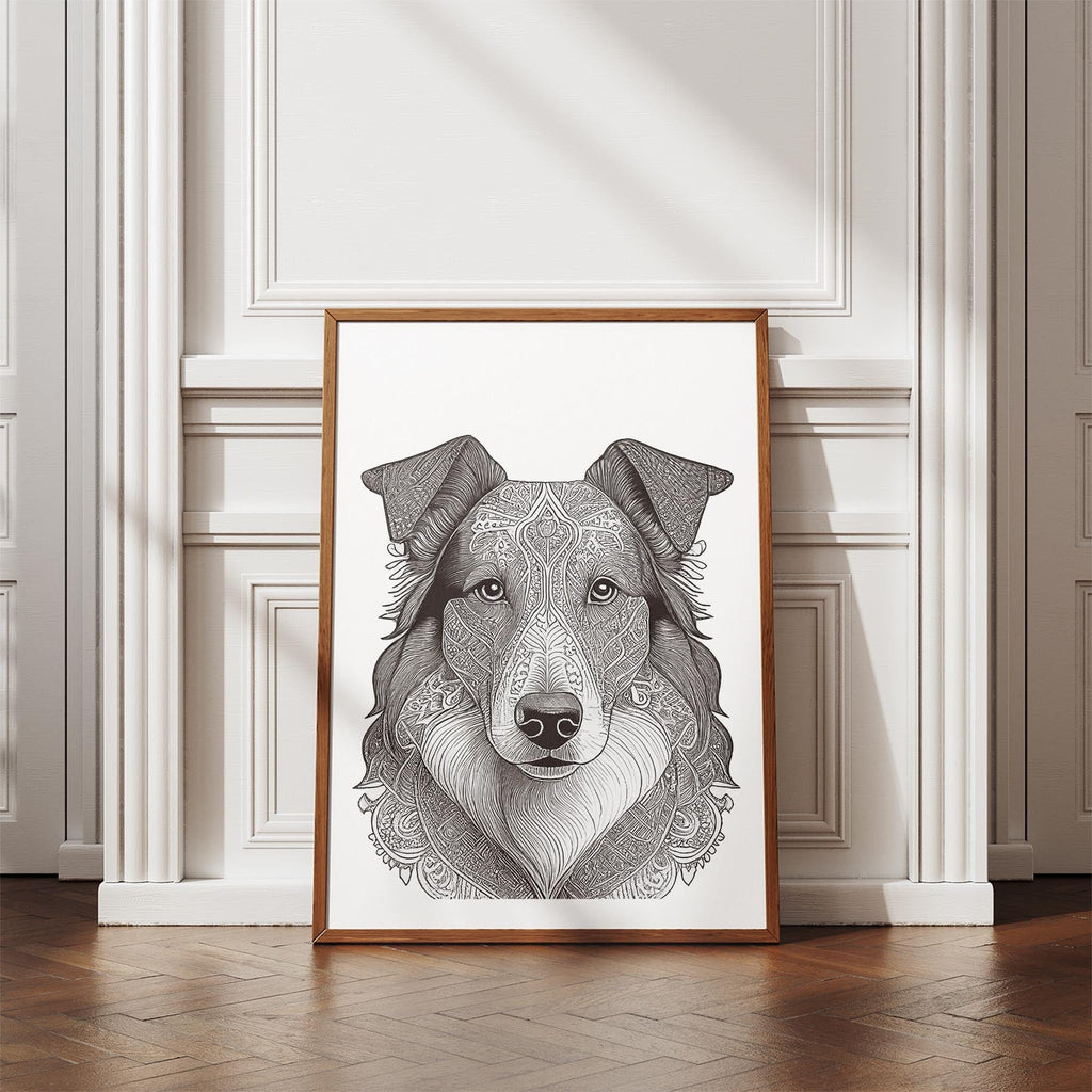 Rough Smooth Collie Mandala Black and White Dog Series image 4
