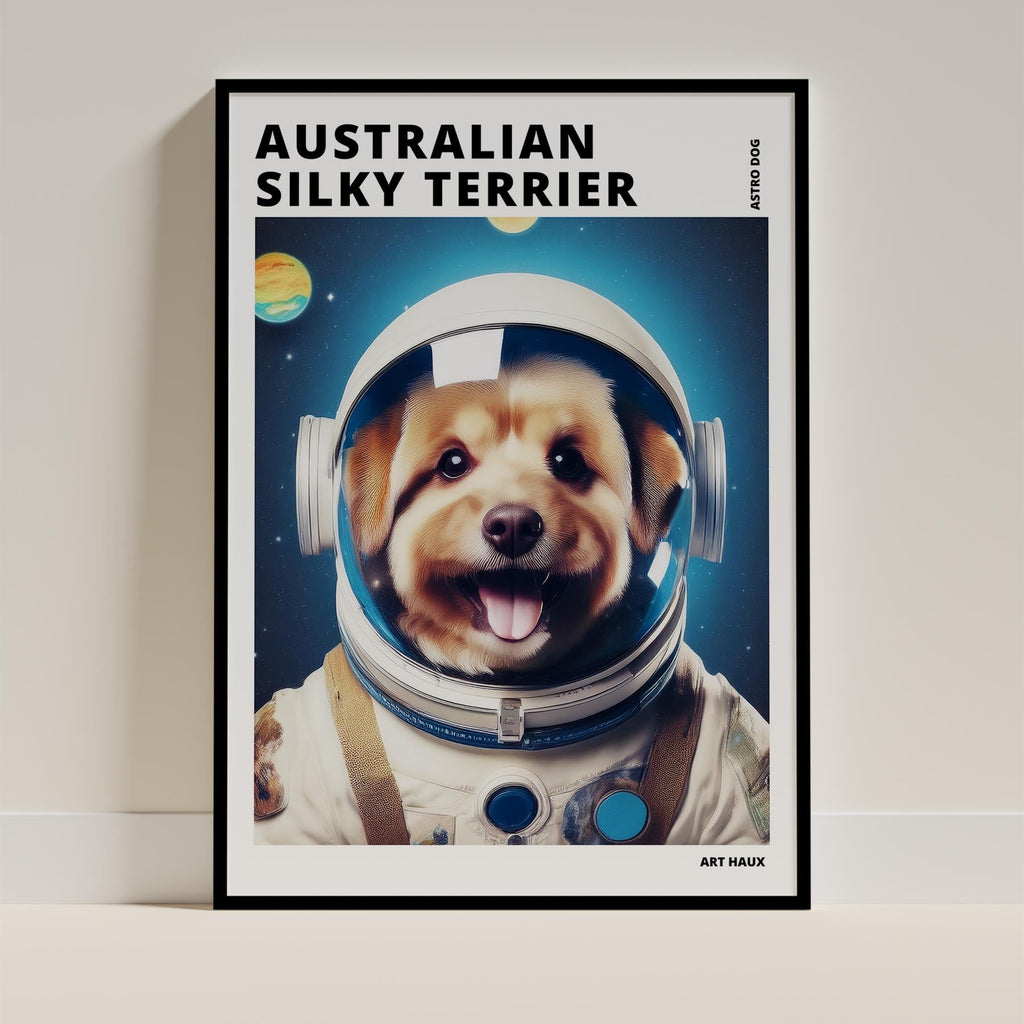 Australian Silky Terrier Astronaut Dog Series with Text Astro Dog image 0