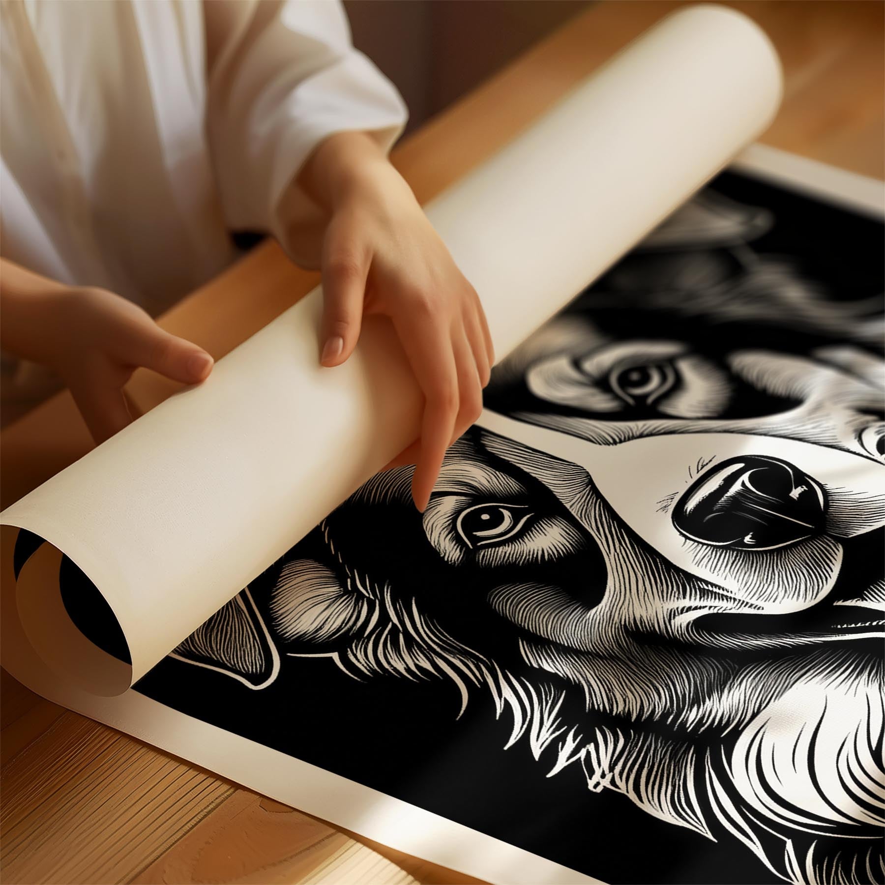 Australian Shepherd Line Dog Series in Black and White image 1