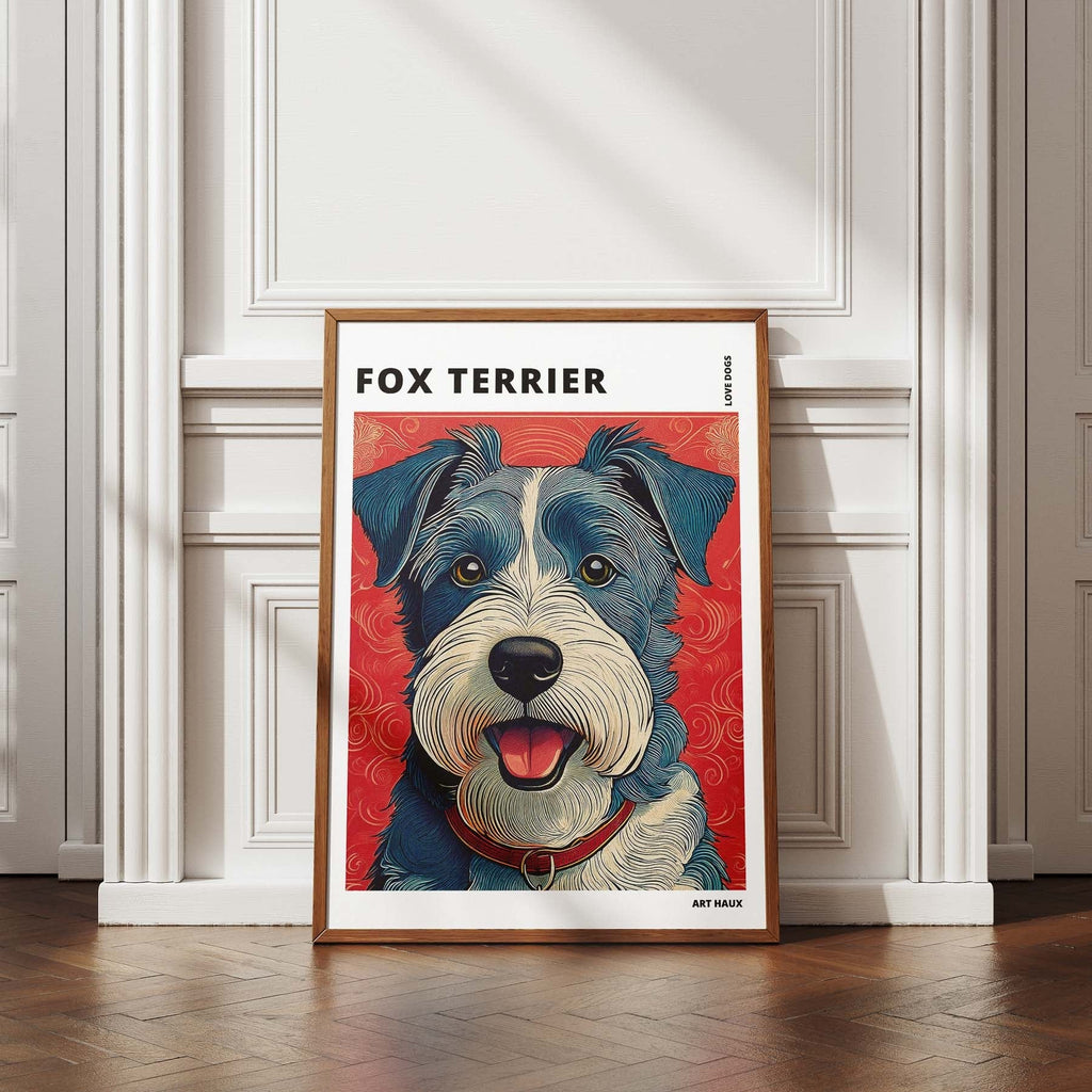 Fox Terrier Hokusai Japanese Inspired Dog Series with Text image 4