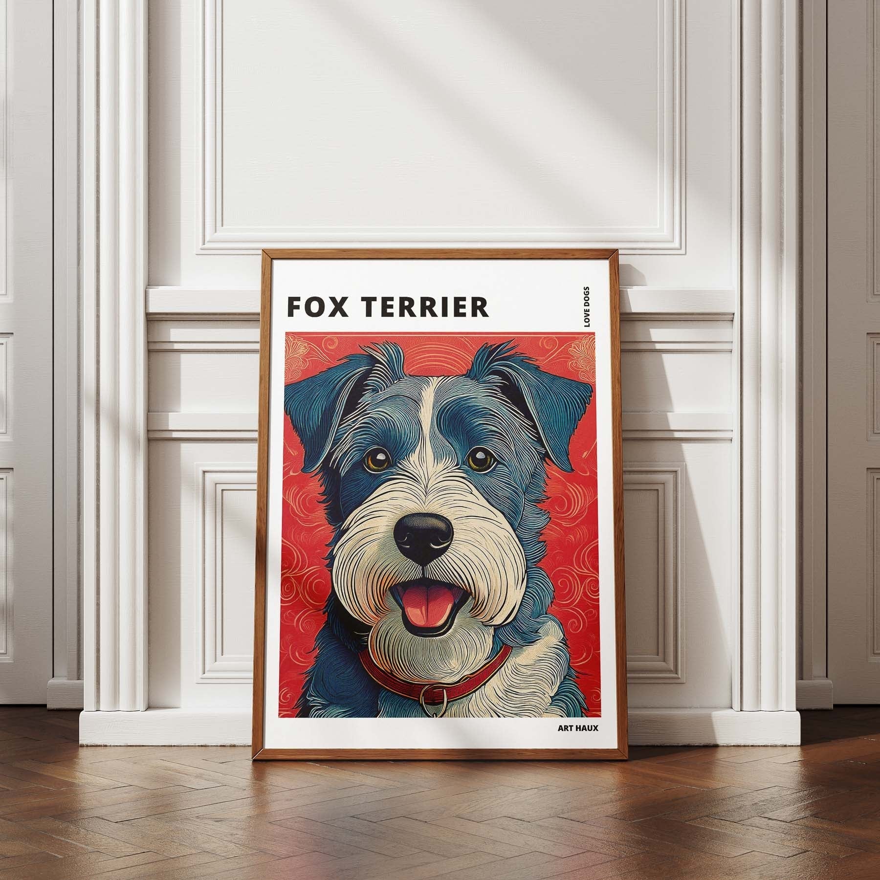 Fox Terrier Hokusai Japanese Inspired Dog Series with Text image 4