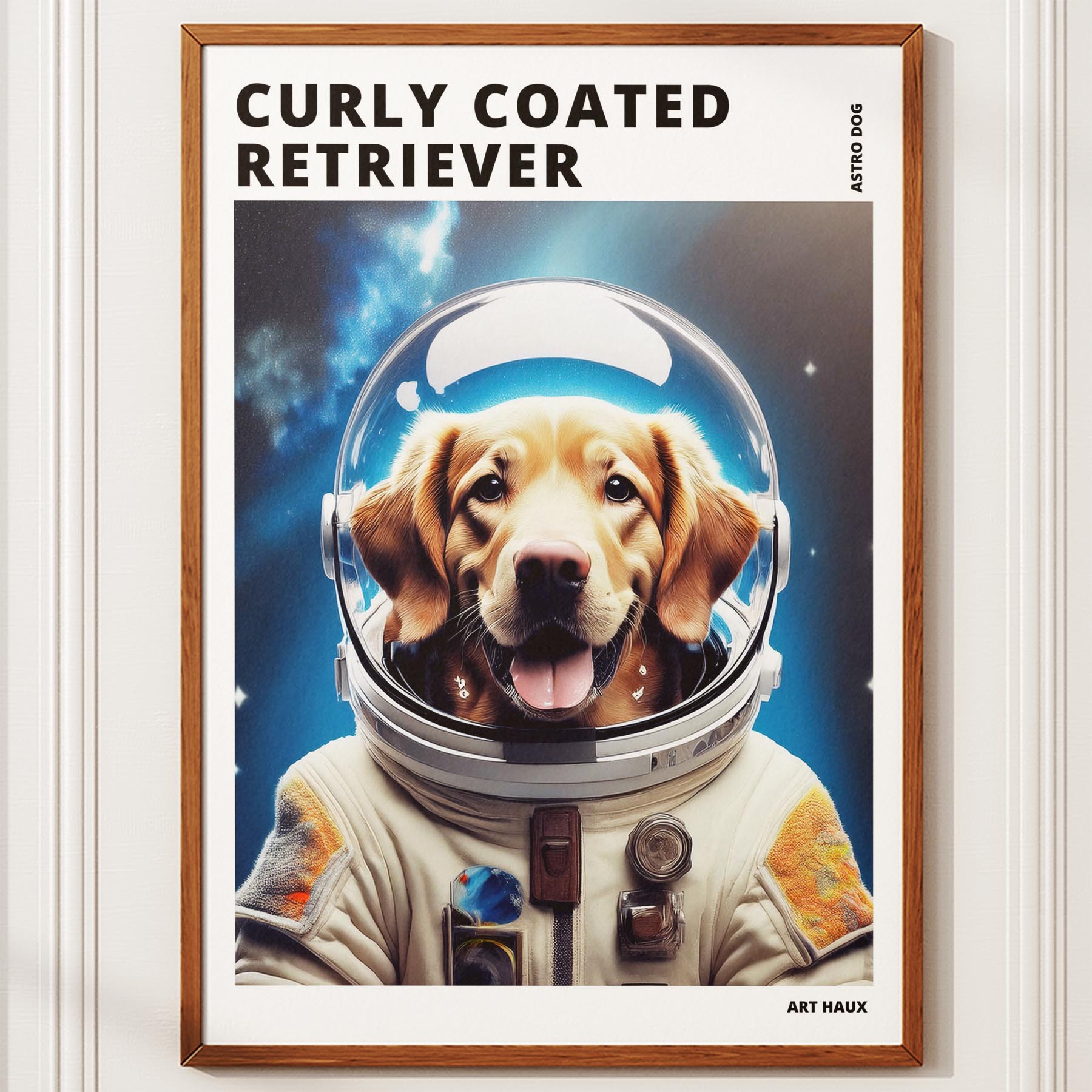 Curly Coated Retriever Astronaut Dog Series with Text Astro Dog image 10