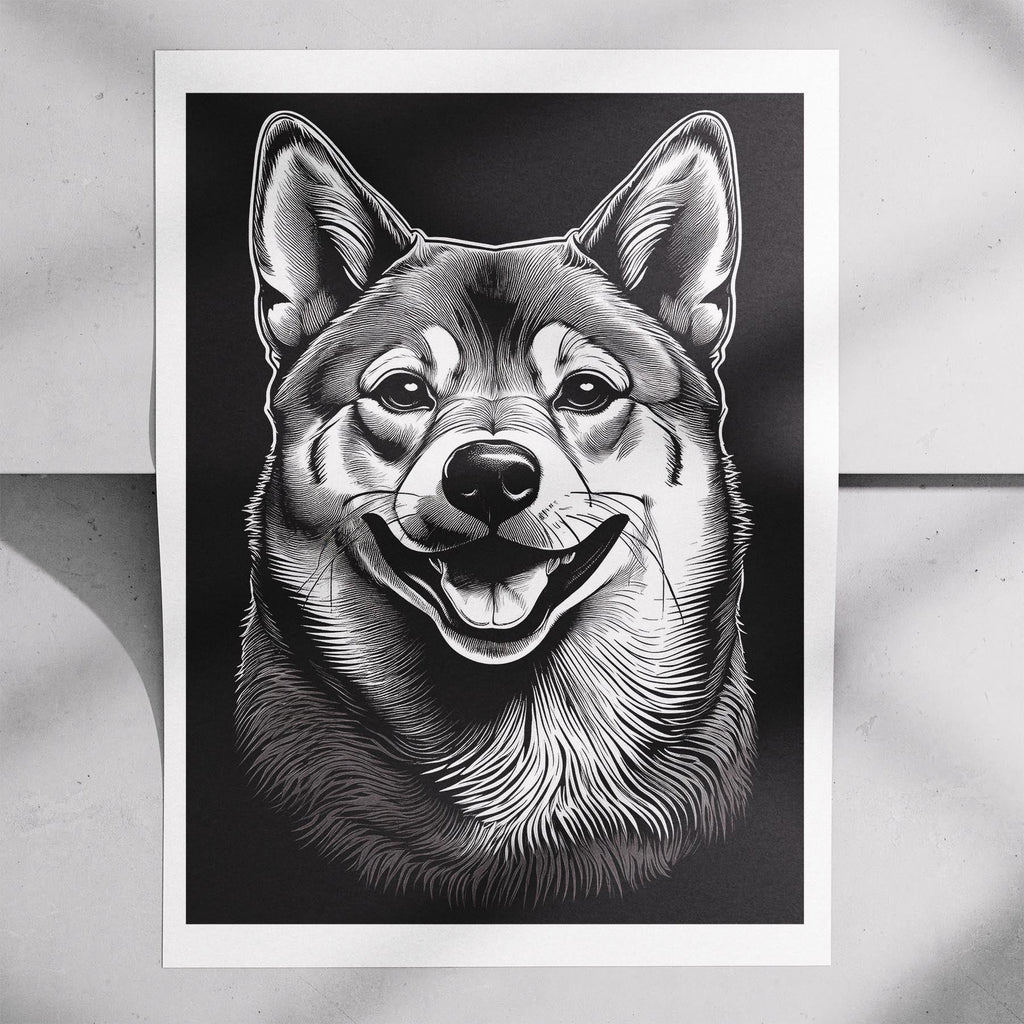 Shiba Line Dog Series in Black and White image 7