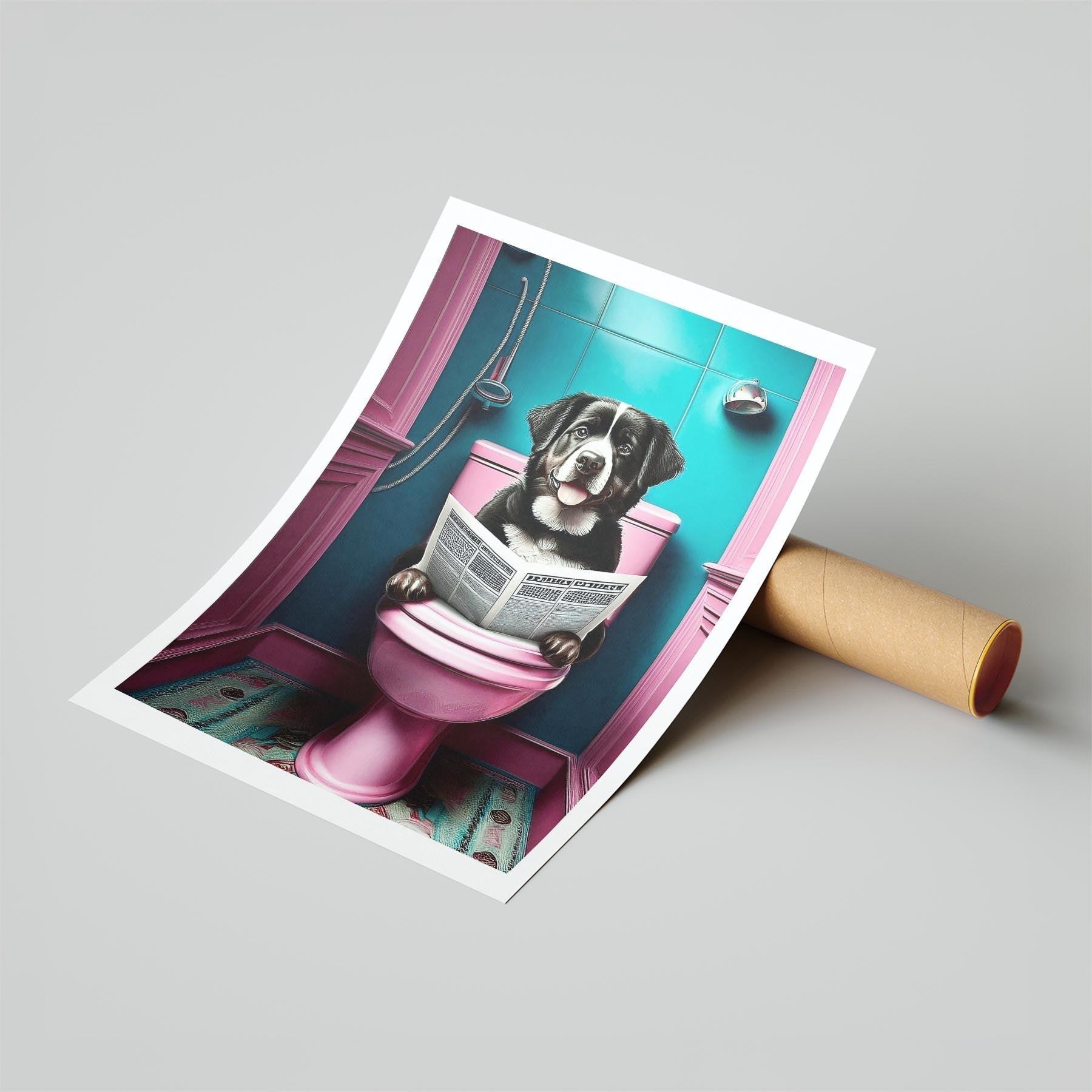 Bernese Mountain Dog Toilet Dogs PInk and Turquise image 6