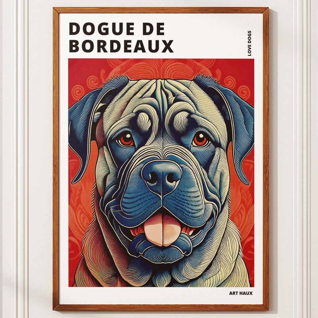 Dogue de Bordeaux Hokusai Japanese Inspired Dog Series with Text image 9