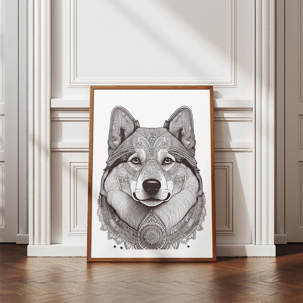 Finnish Lapphund Mandala Black and White Dog Series image 4
