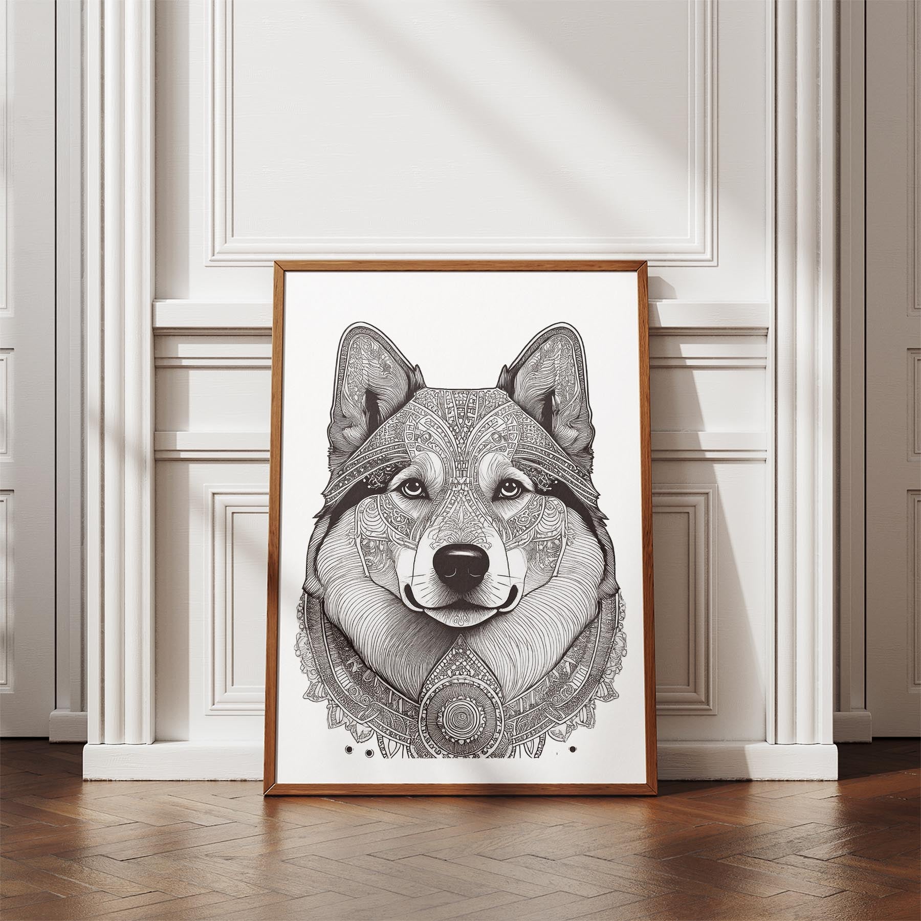Finnish Lapphund Mandala Black and White Dog Series image 4